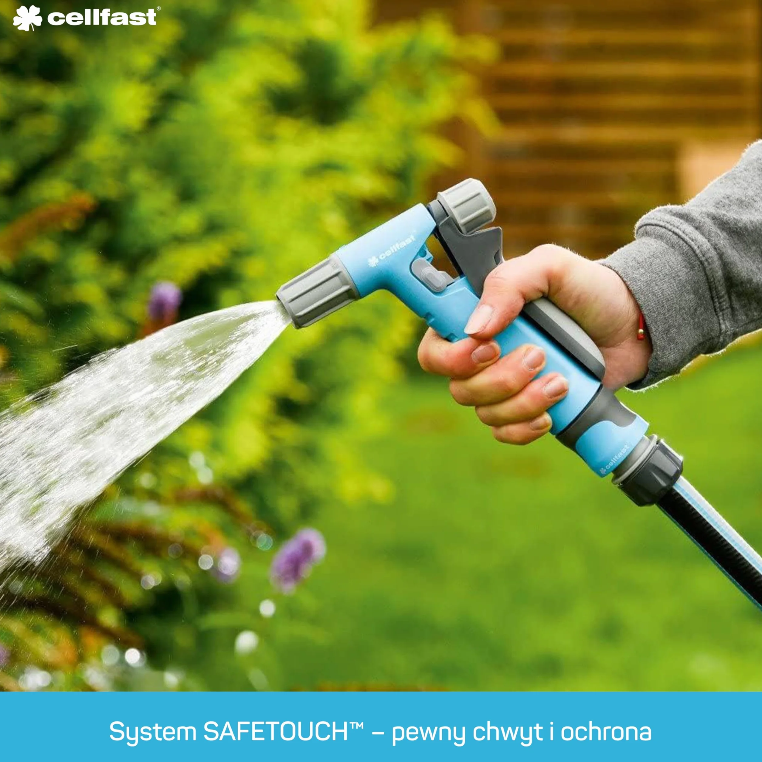 CELLFAST Zraszacz Pistoletowy Zraszacz Ogrodowy Do Trawnika Kwiatów Roślin System Safetouch Hydron Ideal