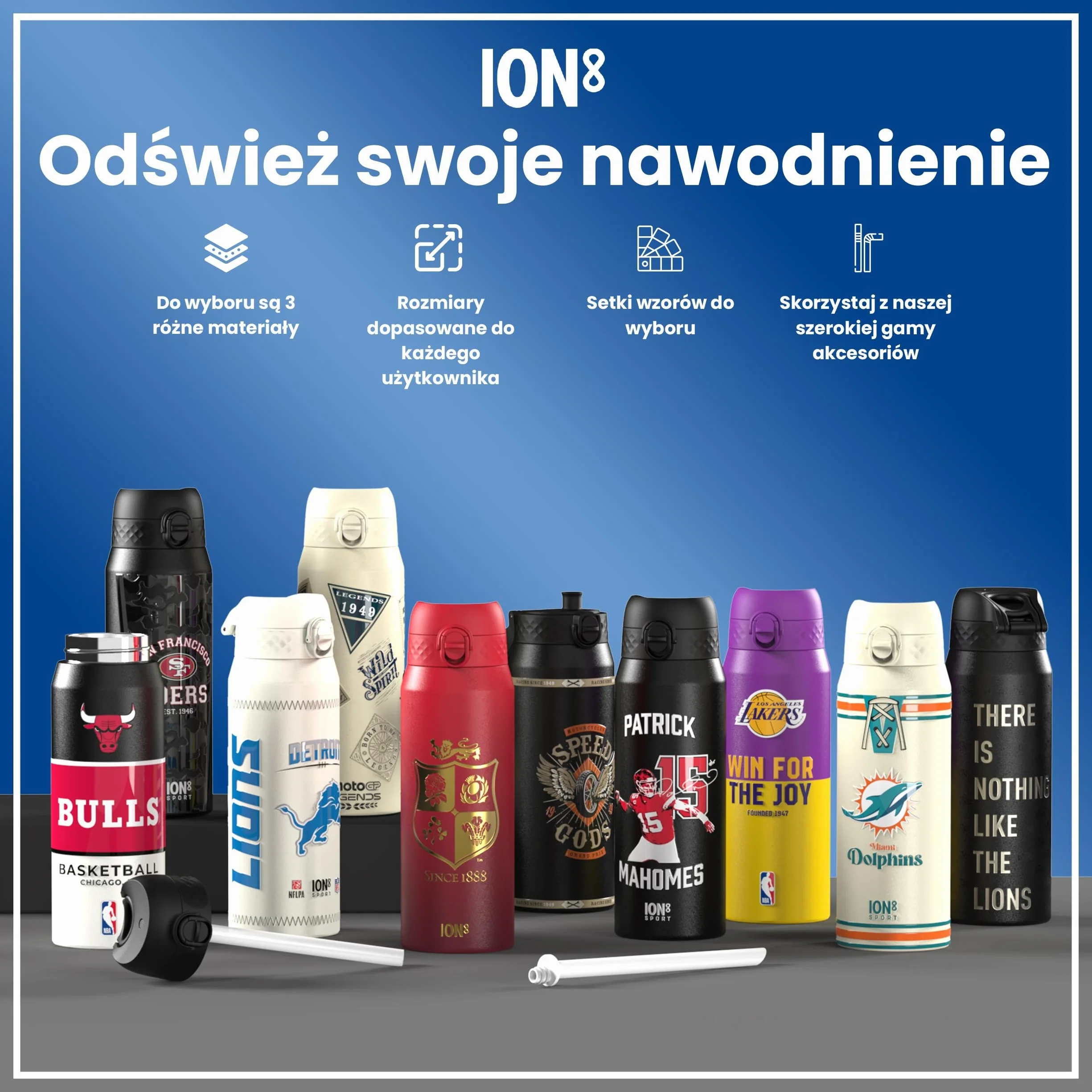 NBA Los Angeles Lakers Butelka na Wodę 500 ml Szczelna Bez BPA Łatwe Otwieranie