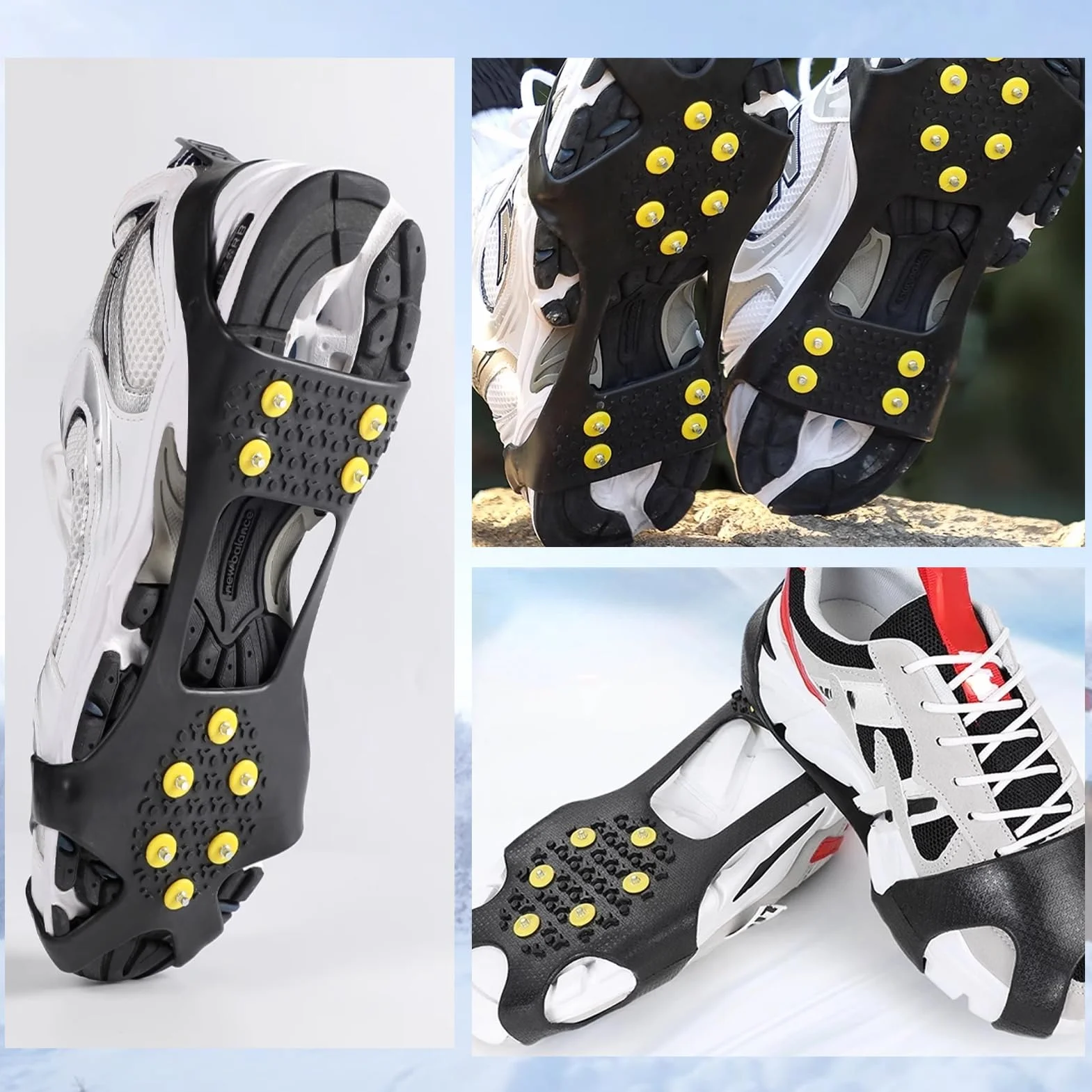 VGEBY Ice Cleats kolce antypoślizgowe 10 stalowych szpilek raki śnieżne antypoślizgowe zatrzaski do butów i butów (M)