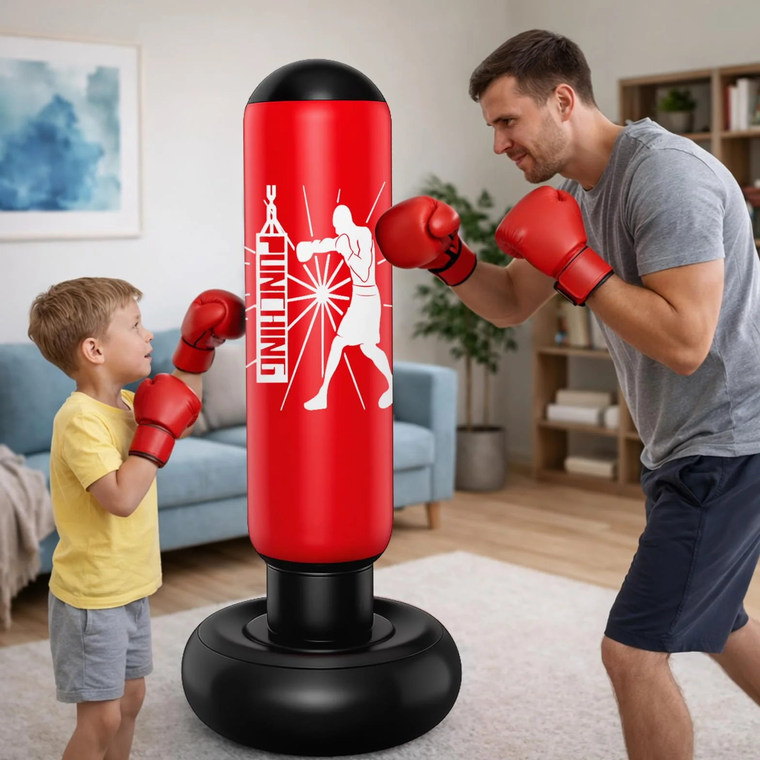 Nadmuchiwany worek bokserski dla dzieci, 160 cm, stojący worek bokserski z pompką, do karatów, taekwondo, kickboxingu, treningu koordynacji i pewności siebie, prezent dla chłopców i