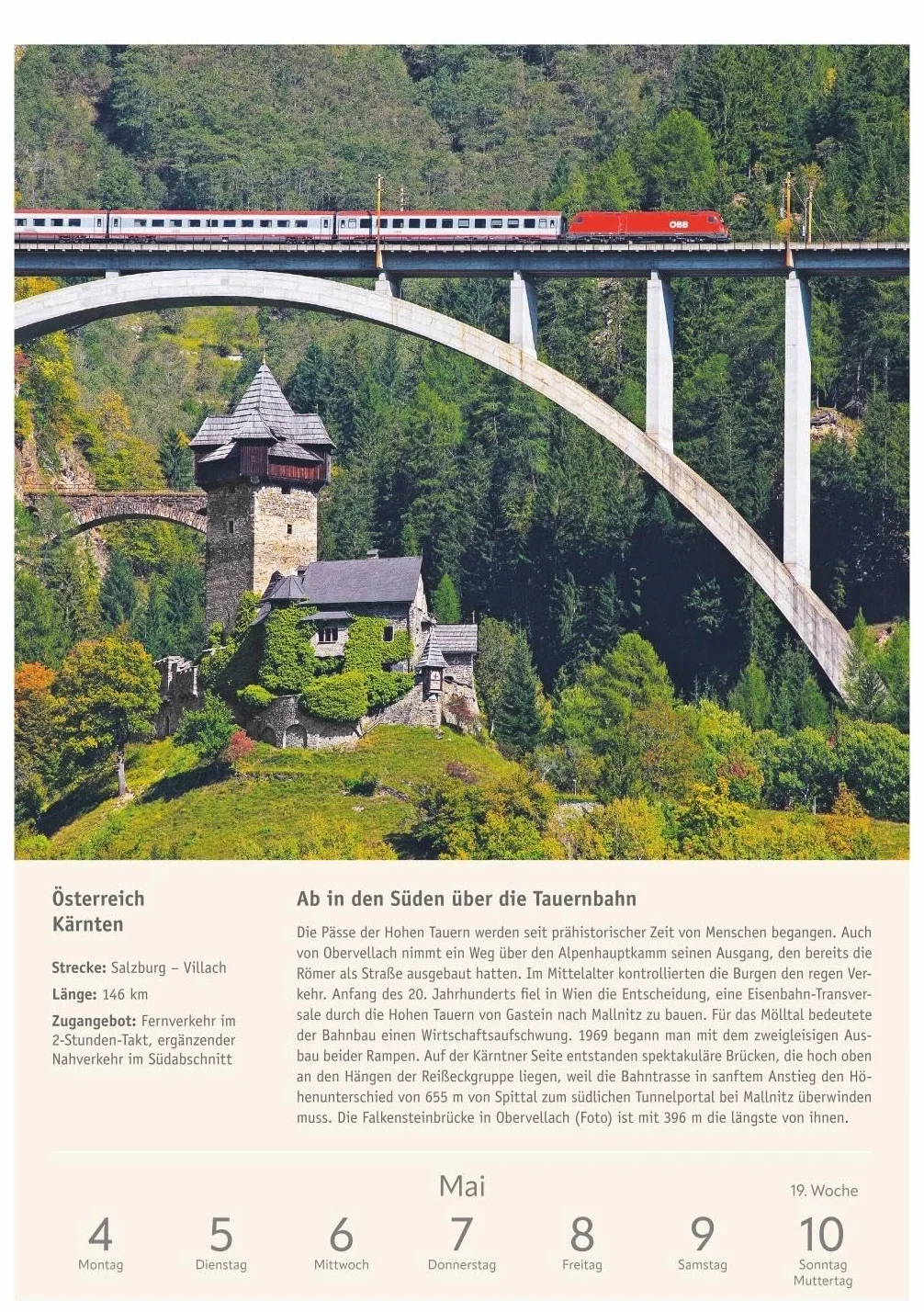 Zugreiselust Wochen-Kulturkalender 2026 - 53 unvergessliche Reiseerlebnisse: Jede Woche mit dem Zug durch Länder, Städte und Regionen: Foto-Wandkalender mit vielen Infos für Eisenbahn-Freunde