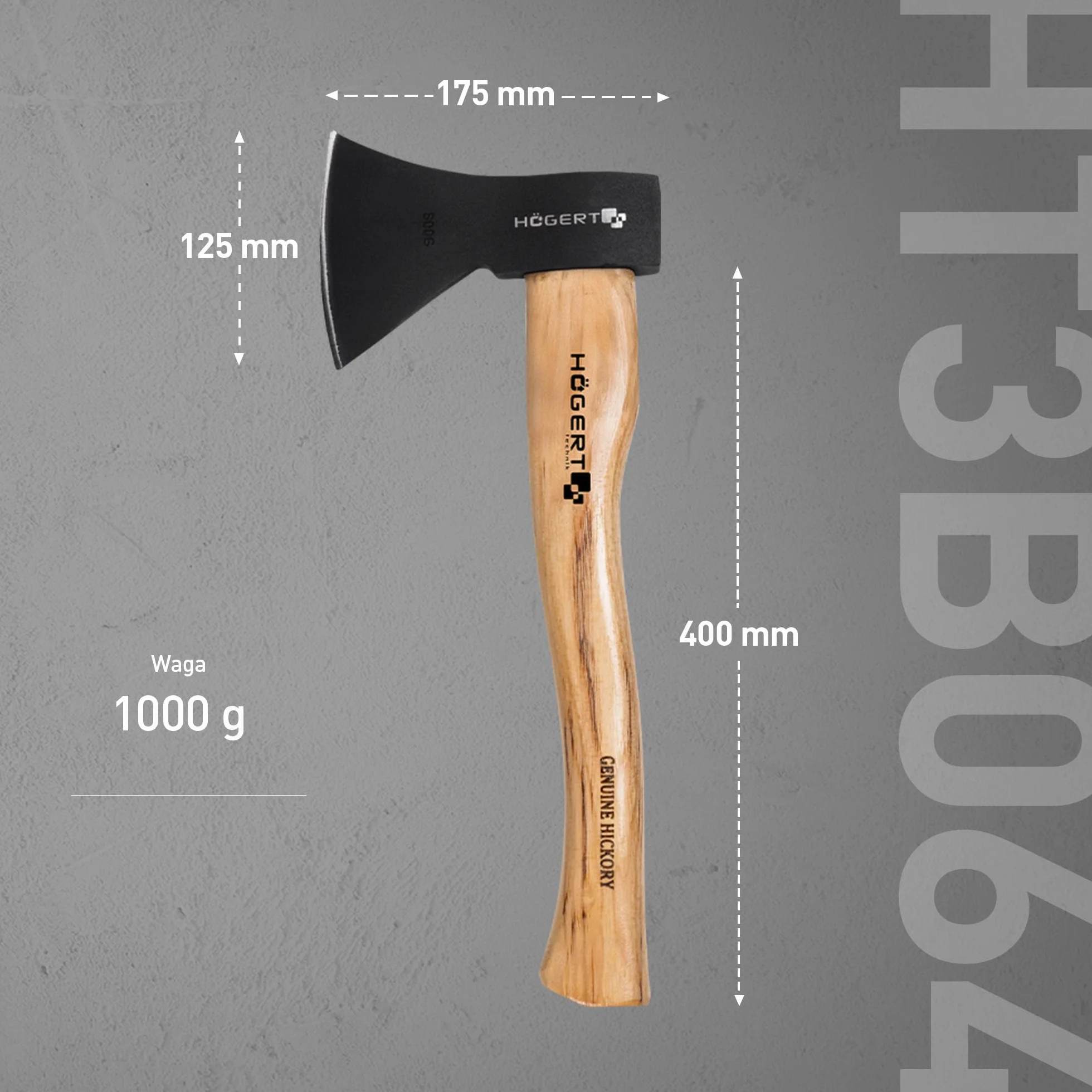 HÖGERT TECHNIK Siekiery 1000 g z drewnianym trzonkiem – siekiera wielofunkcyjna do rozłupywania i siekania, ergonomiczny uchwyt z drewna hikorowego, hartowany liść 47-55 HRC, z mocowaniem na klinie,