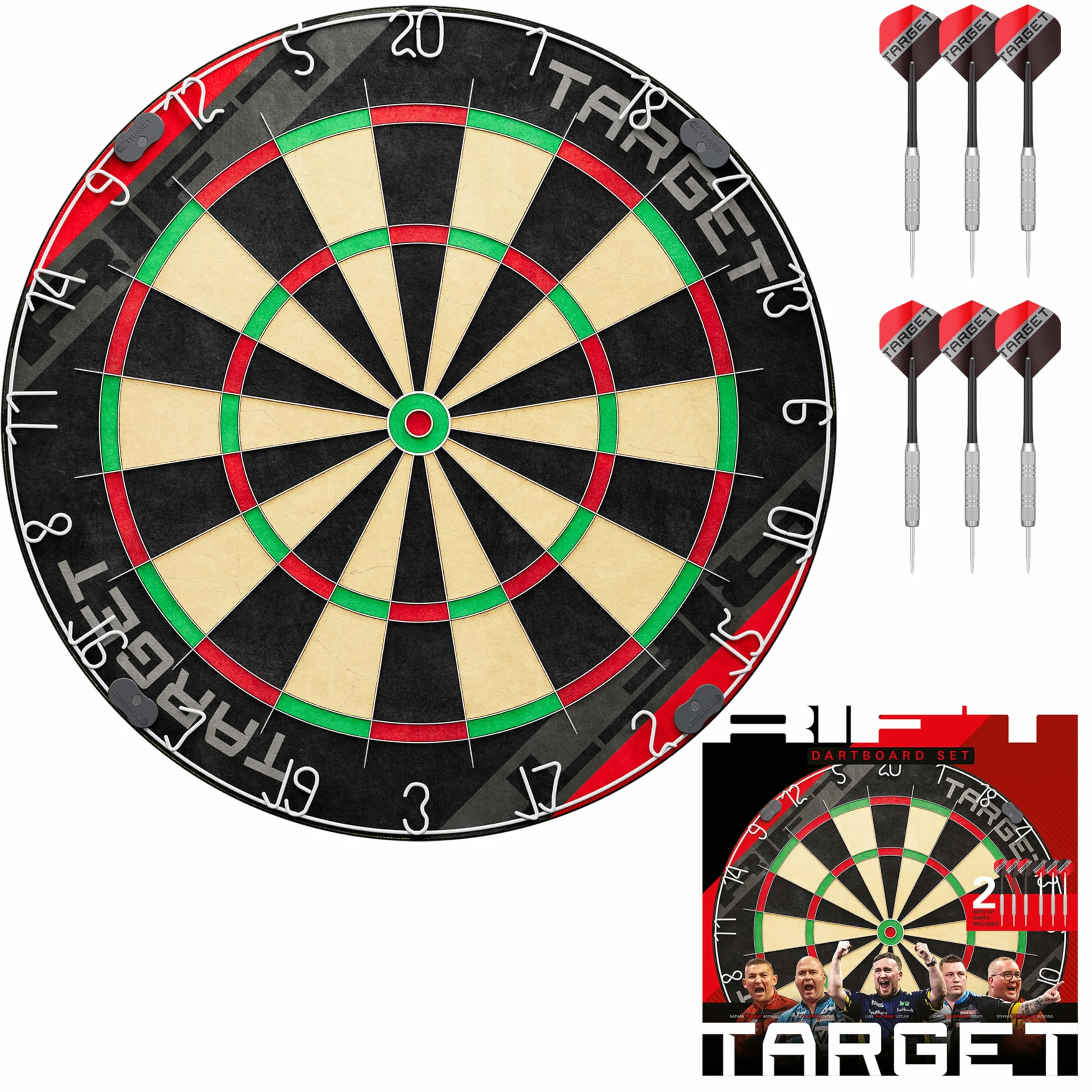 Target Darts Rift tarcza do darta z oświetleniem LED, system bezklamrowy, 2 komplety lotek 17 g