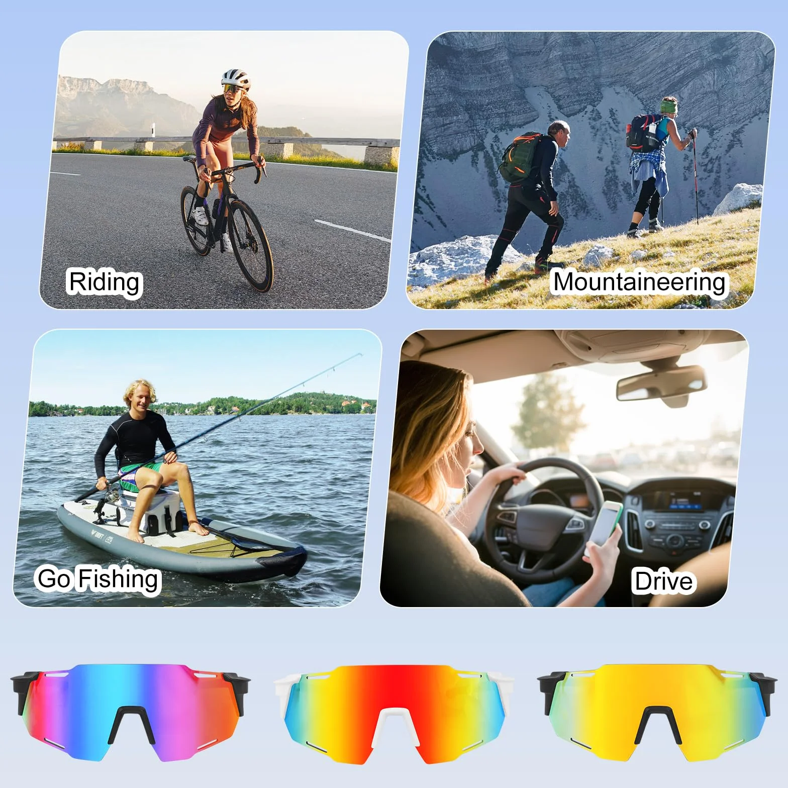 Mineup Rave okulary przeciwsłoneczne sportowe UV400 polaryzacyjne 3 sztuki
