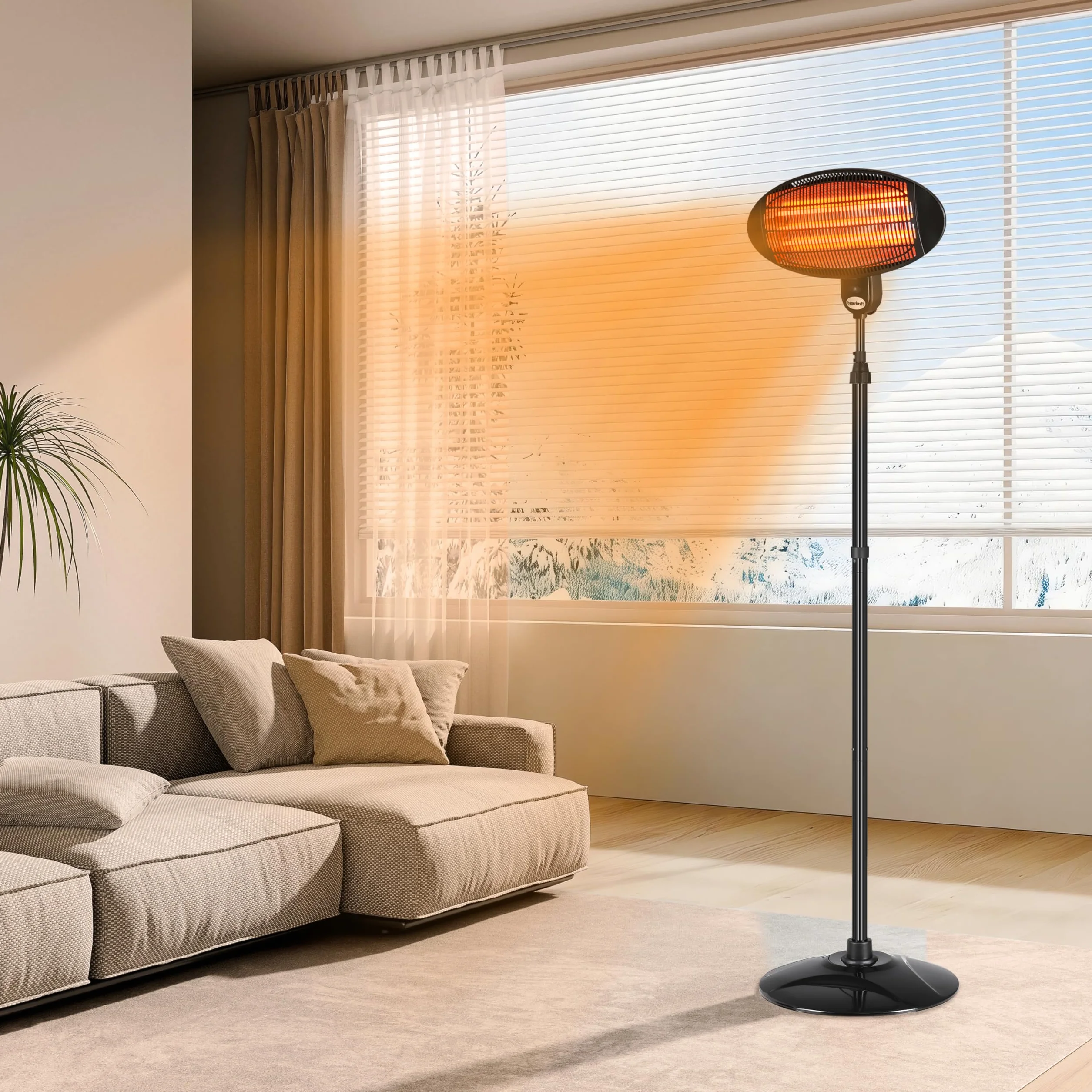 Parasol ogrzewacz elektryczny promiennik tarasowy stojący wiszący 2000W Bauerkraft
