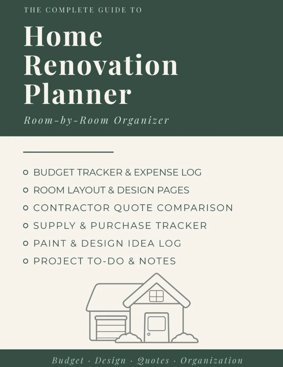 Home Renovation Planner: The Complete Room-by-Room Organizer for Budget Tracking, Design Ideas, Contractor Quotes & Home Project Management