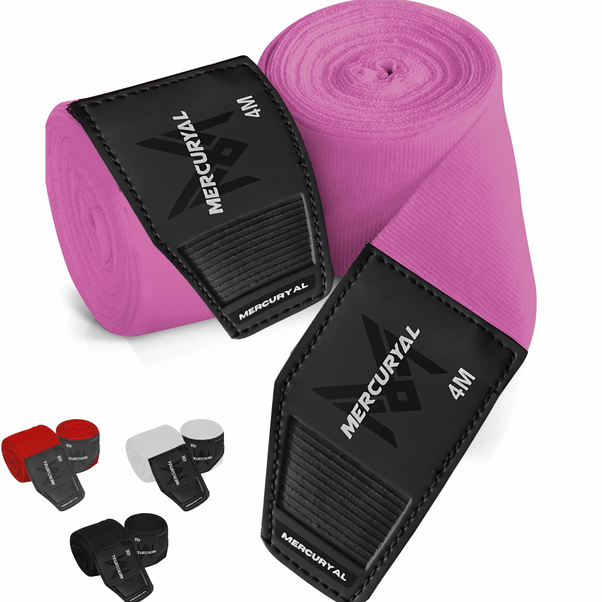 MERCURYAL Bandaże bokserskie 4m do ochrony dłoni - Hand Wraps Muay Thai MMA Kick Boxing (różowy)