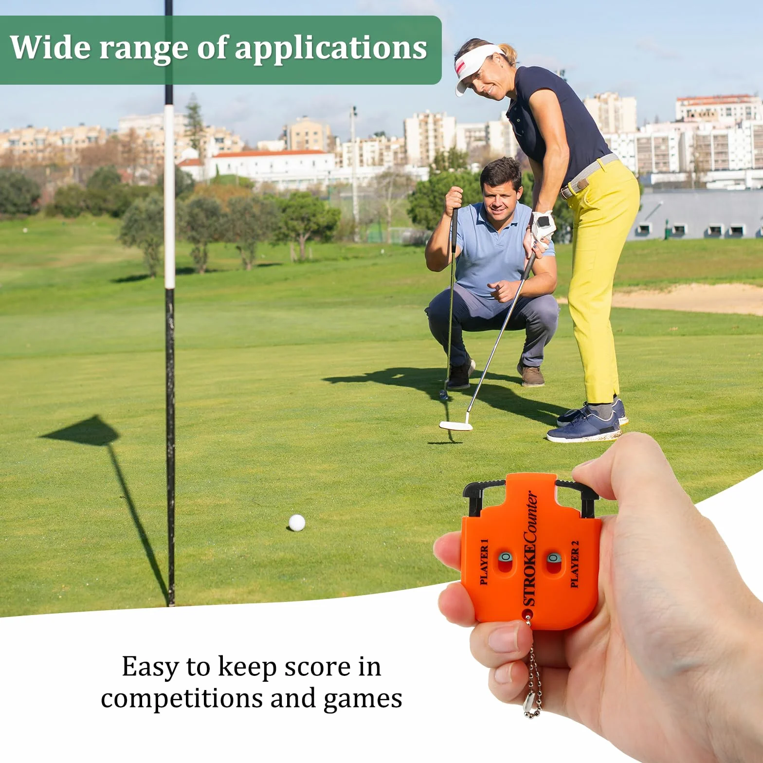 BOXOB Licznik Uderzeń Golfowych Miniaturowy Rejestrator Wyników Poręczny Przenośny 2-Osobowy z Brelokiem