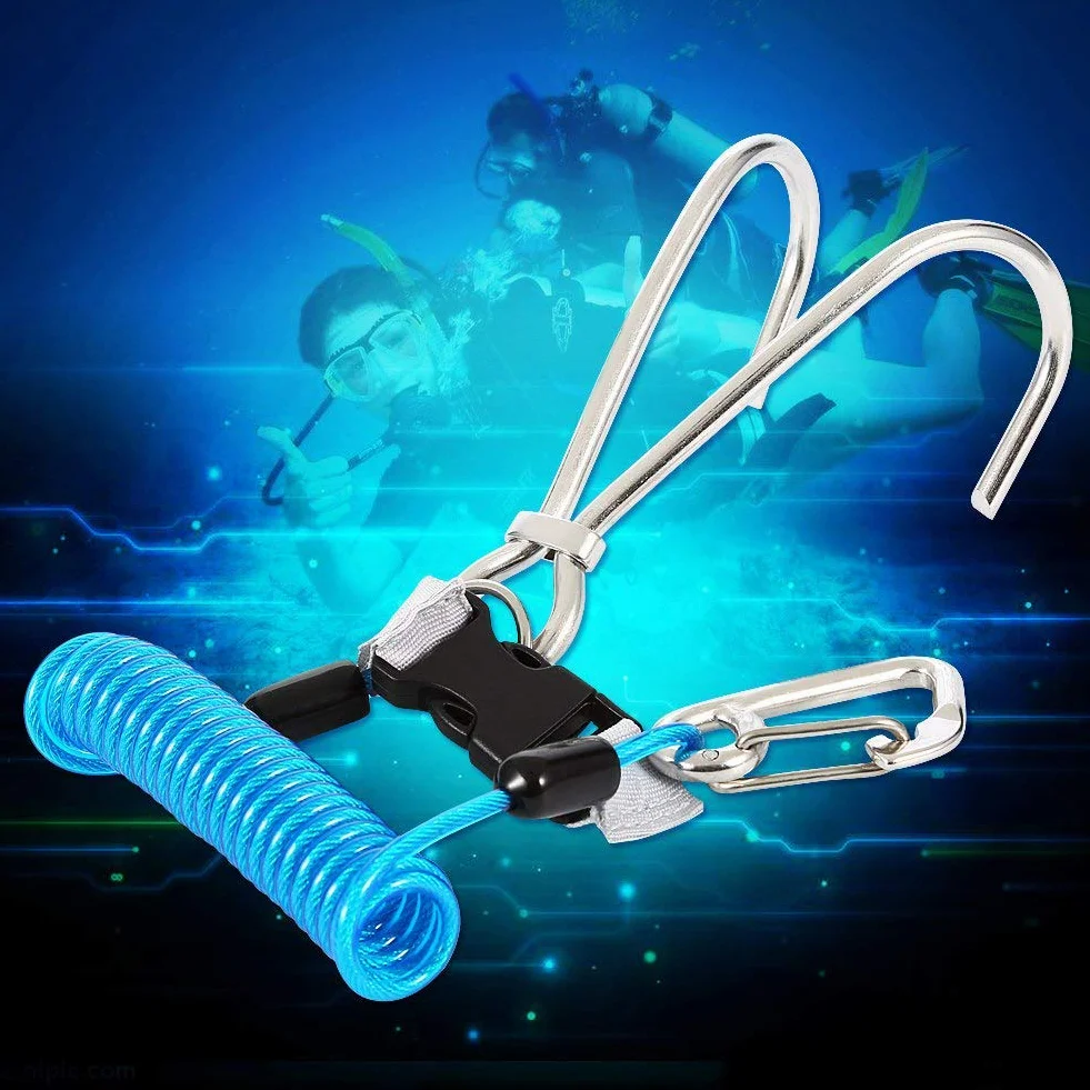 Cocoarm Hak na rafę do nurkowania, stal nierdzewna, podwójny Scuba Drift Hook z pierścieniem D