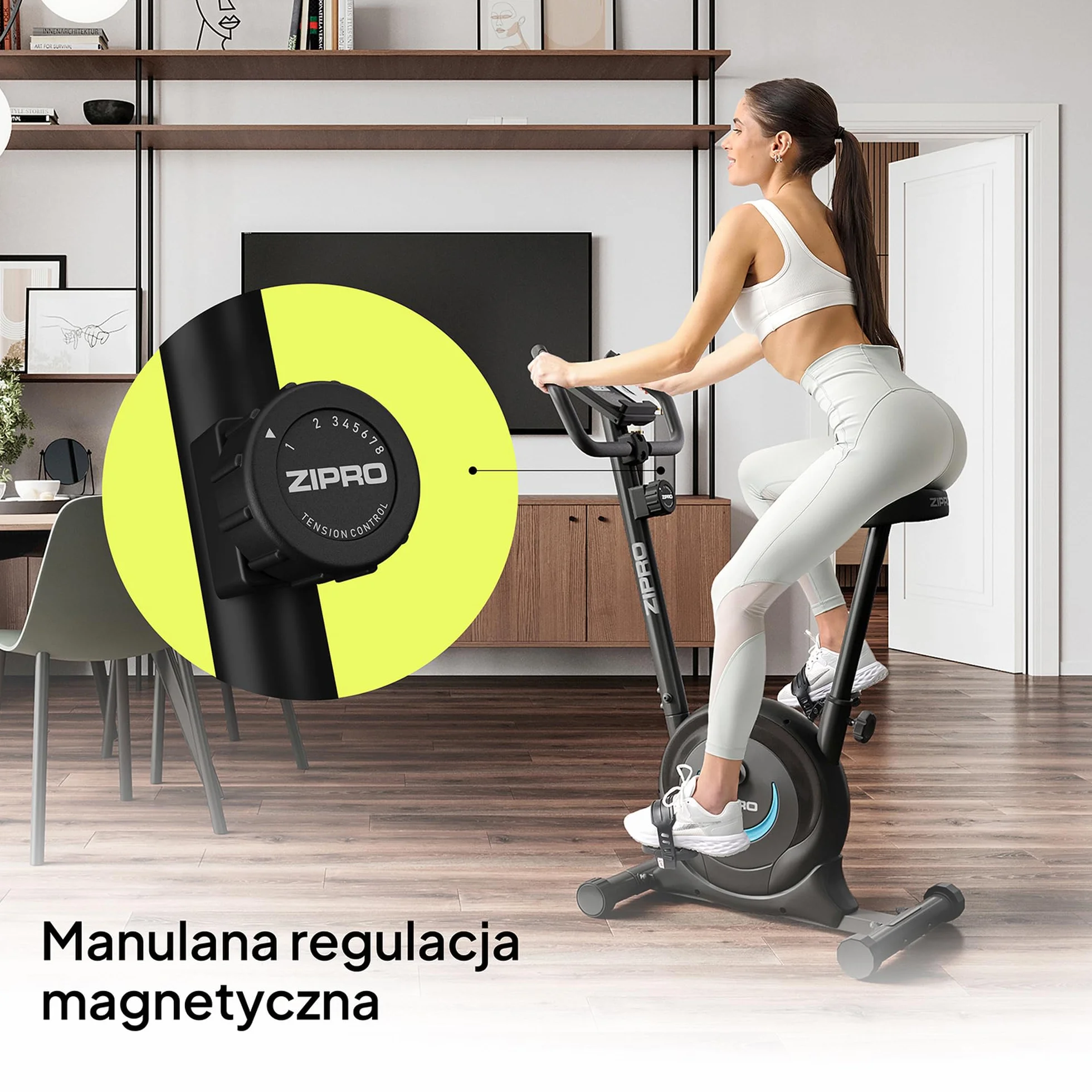 ZIPRO Rower Treningowy z 8 Stopniowym Oporem Magnetycznym, Uchwytem na Telefon, Wyświetlaczem LCD, Regulowanym i Wygodnym Siodełkiem, Lekki Rower Stacjonarny do Treningu Cardio w Domu (One S)