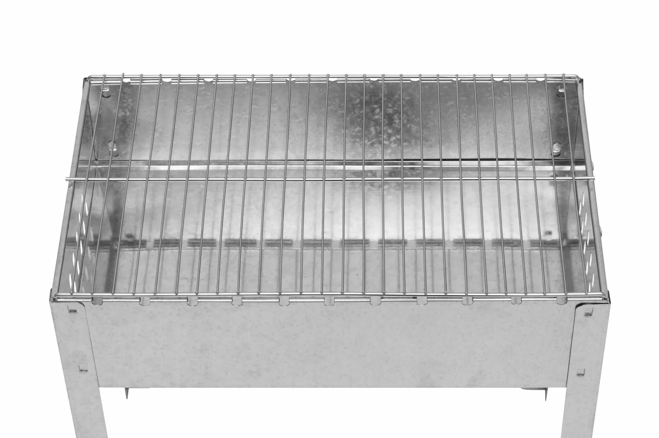 Mangal grill na szpikulce, do szaszłyków, 50 x 30 x 50 cm, w zestawie 6 szpikulców ze stali nierdzewnej i rusztem do grillowania
