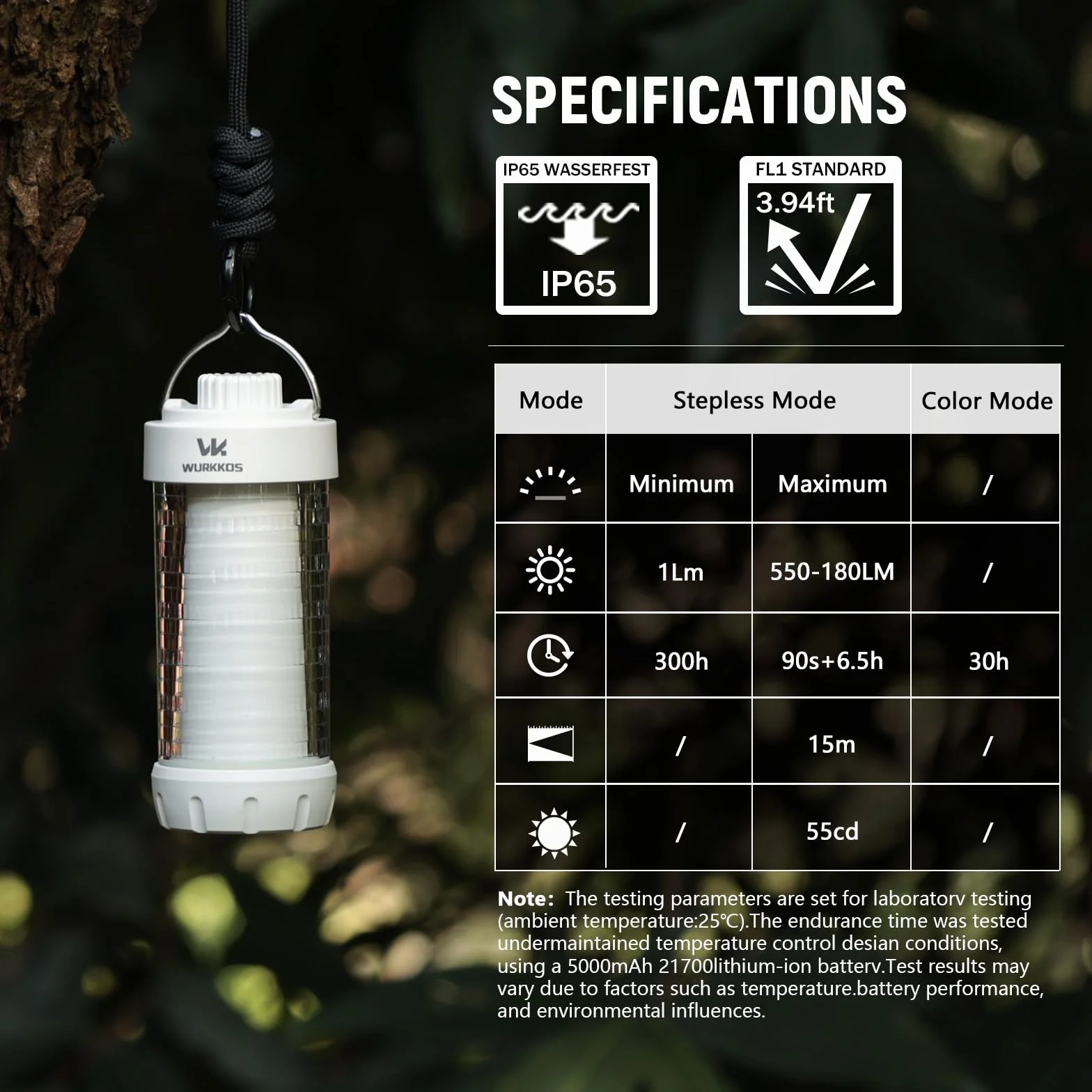 Wurkkos CL01 Akumulatorowa lampa kempingowa 550 lm wodoodporna z podstawą magnetyczną 300h RGB