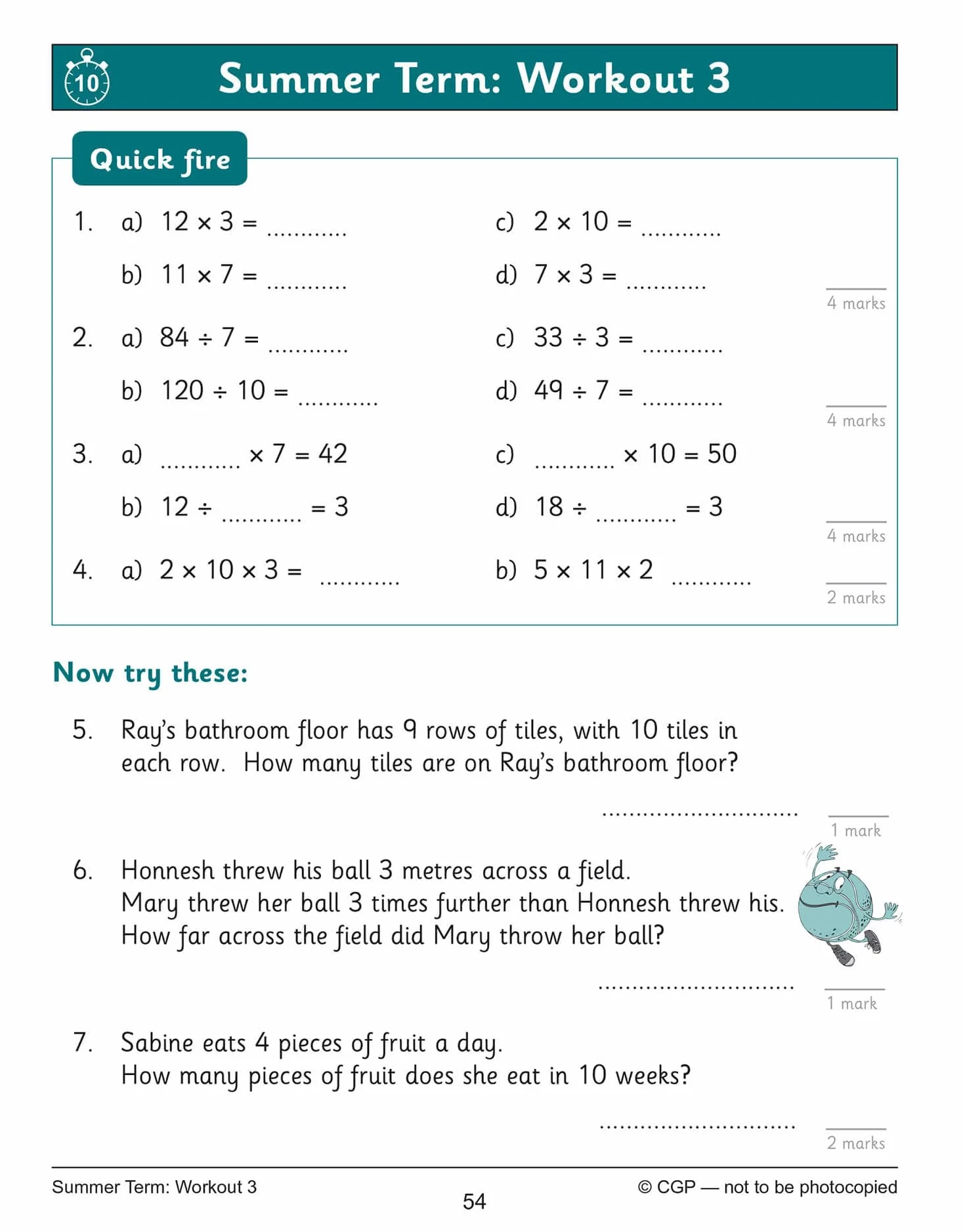 KS2 Year 5 Maths Times Tables 10-Minute Weekly Workouts