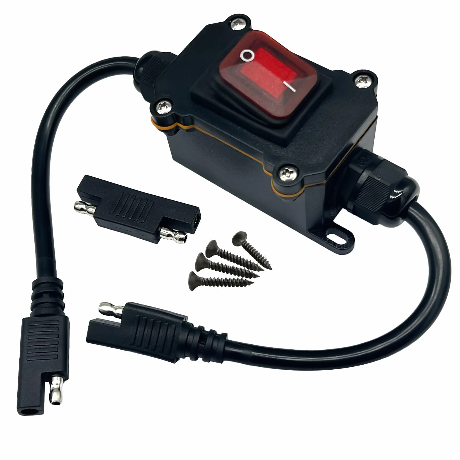 Inline 12 V wyłącznik mocy IP65, wodoszczelny, kabel 14 AWG SAE do SAE z włącznikiem/wyłącznikiem Quick Connect/Disconnect Snap, kabel SAE do panelu słonecznego, motocykla, kampera, przyczepy