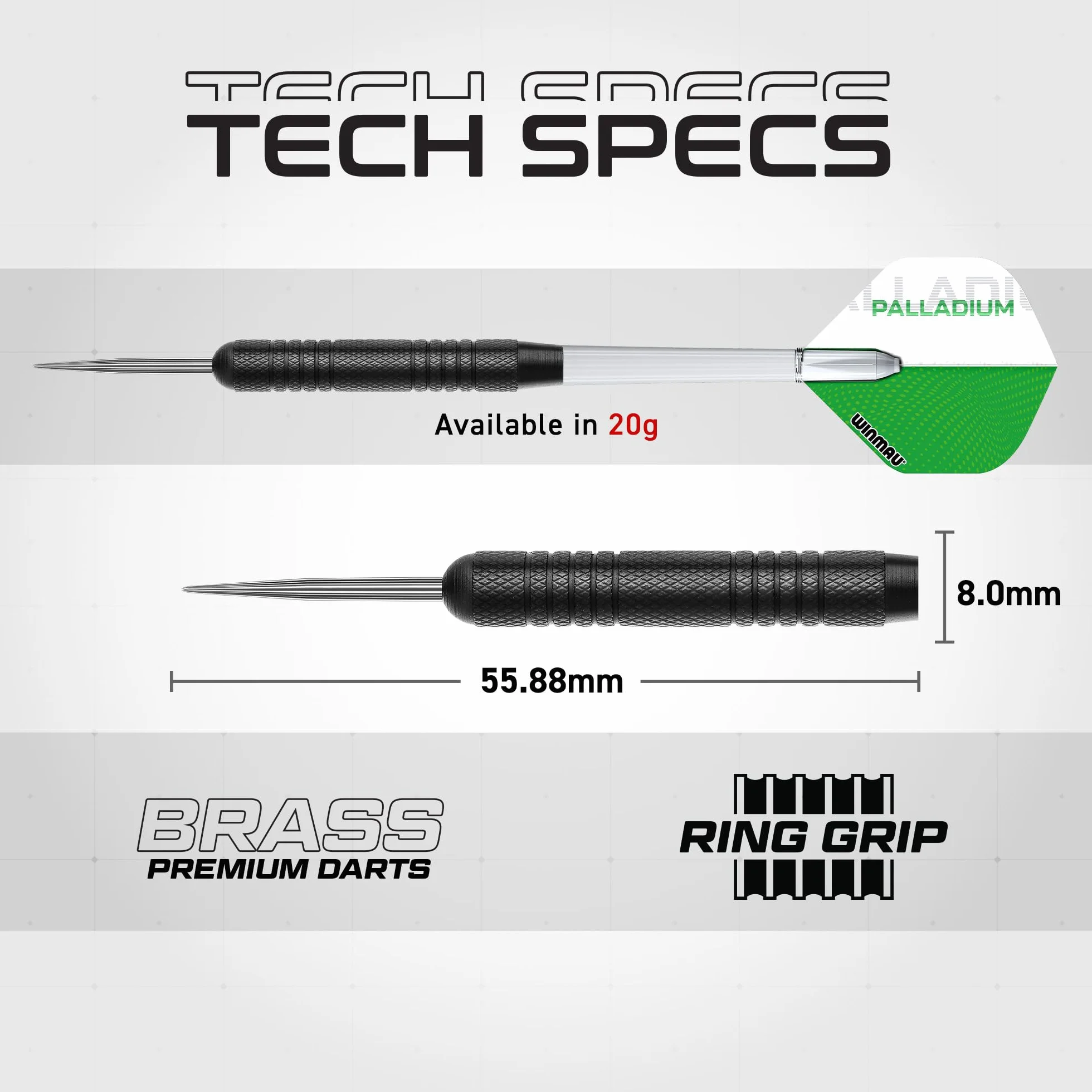 WINMAU Profesjonalny zestaw rzutek zawiera tarczę do darta Diamond Plus Bristle - czarna szafka - 2 zestawy rzutek - oficjalna linia Oche