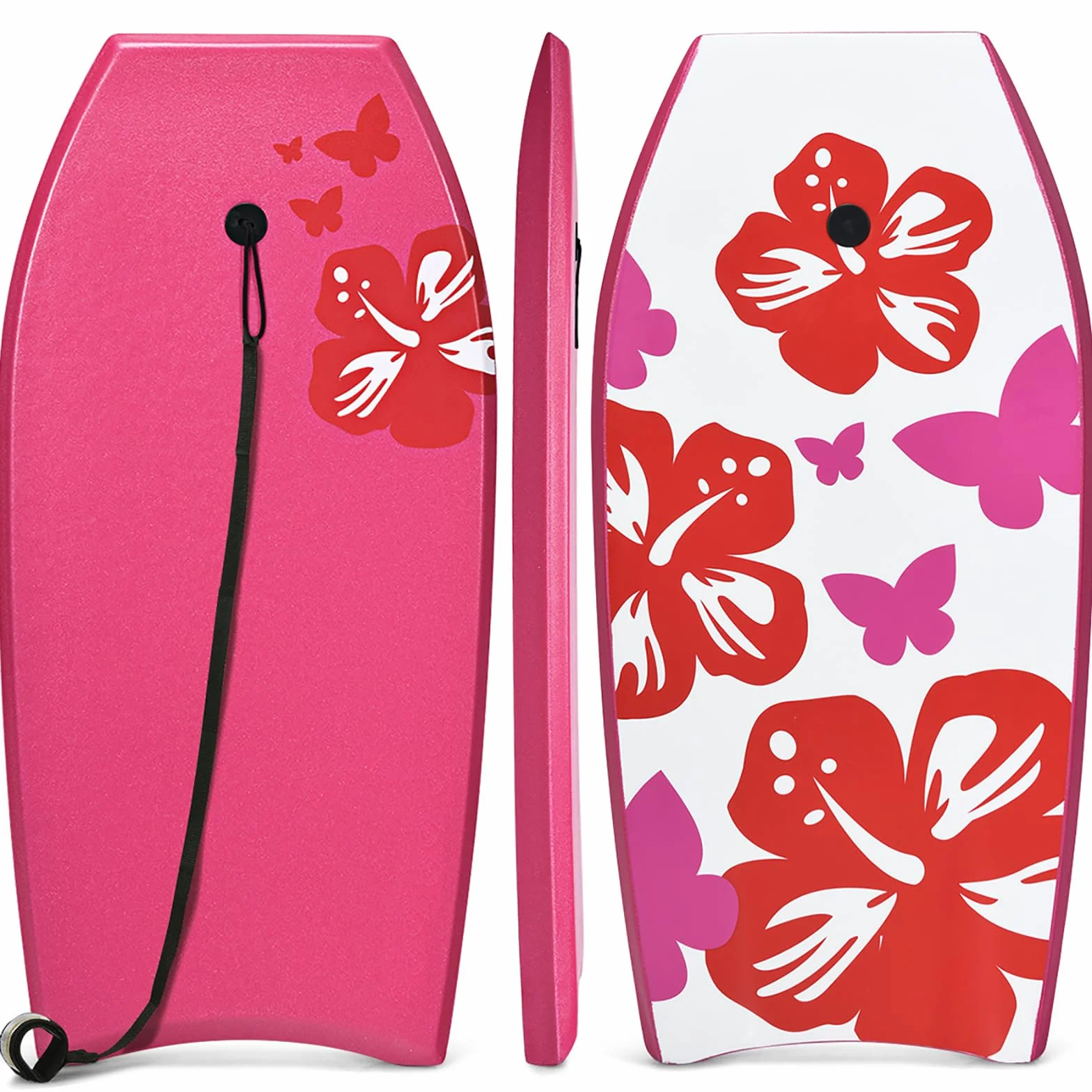 Costway Bodyboard deska do pływania 104 x 51 x 6 cm różowa i biała