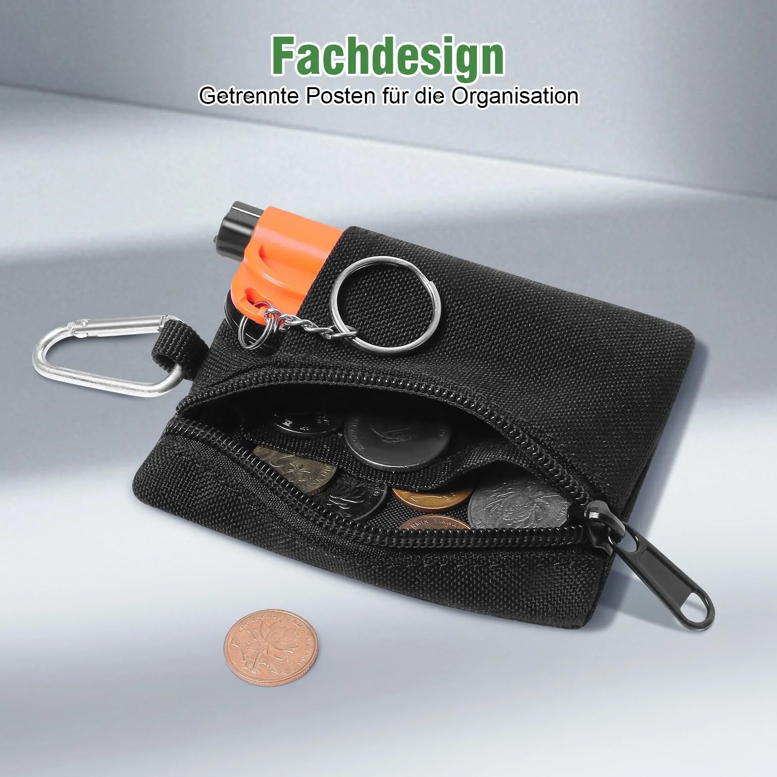 Mini Molle Pouch Bag, Outdoor Coin Purse With Carbiner, Camping Zipper Portable Bag For Outdoor(Czarny)