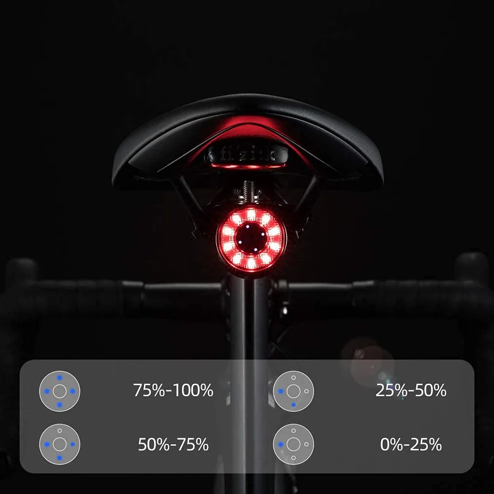 ROCKBROS Światło Tylne na Rower, USB Ładowanie, IPX5 Wodoodporność, 5 Trybów Oświetlenia, 7 Kolory Oddechowych Błyskach, Trwałe, 2 Rodzaje Montażu, do Większości Rowerów, Łatwe w Montażu