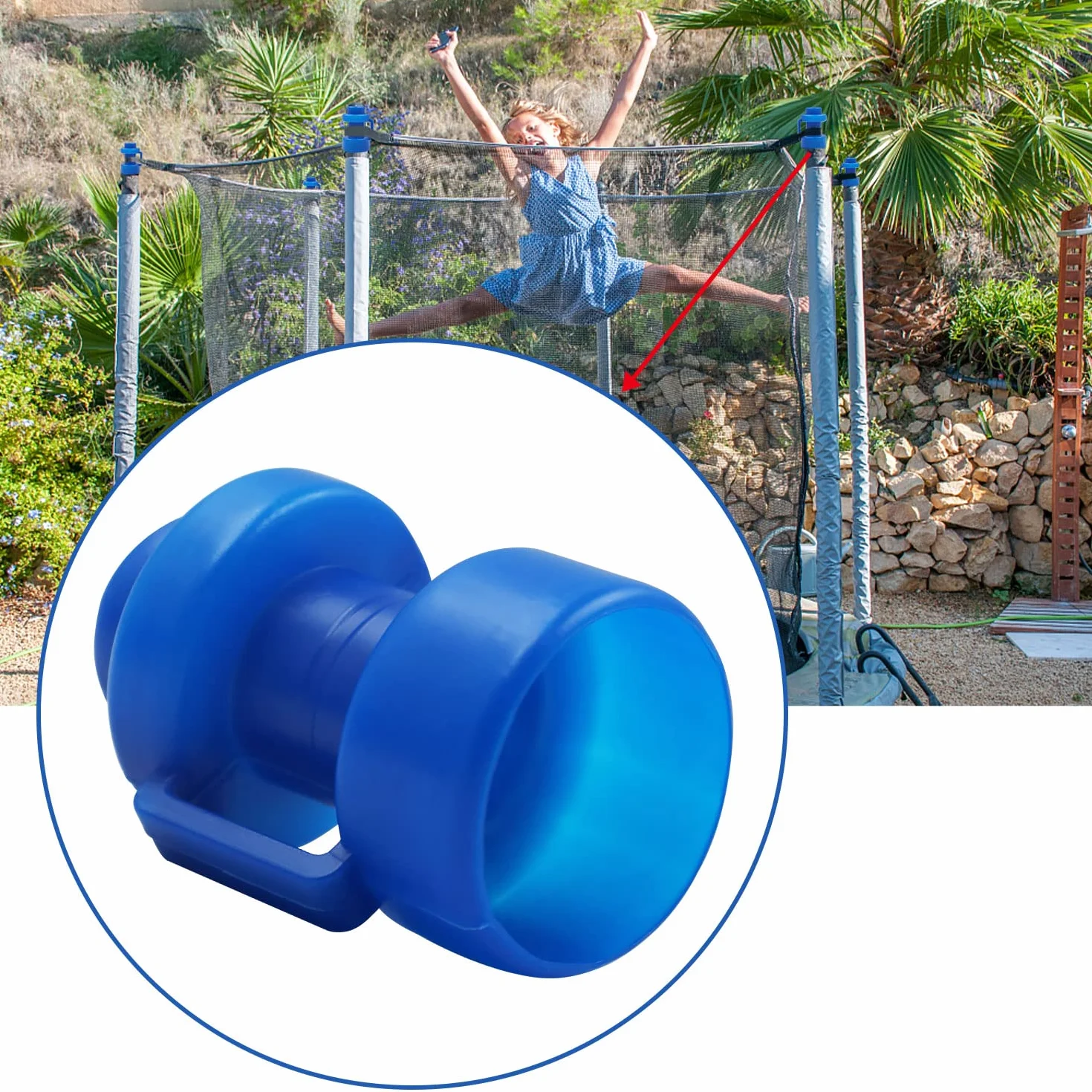 Aohcae Zaślepki do trampoliny, 8 sztuk, części zamiennych, Ø 25 mm, nakładki na słupki (niebieskie)