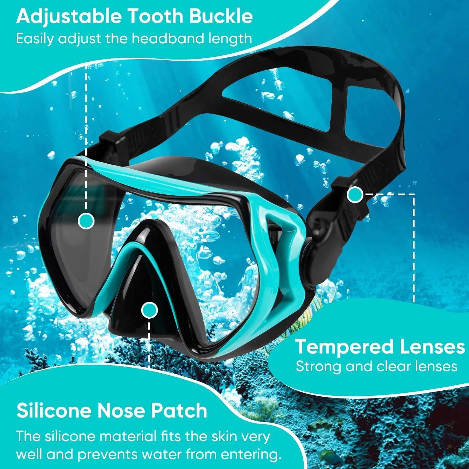 Zestaw do snorkelingu sucha maska z fajką ochrona przed zaparowaniem panoramiczny widok 180°