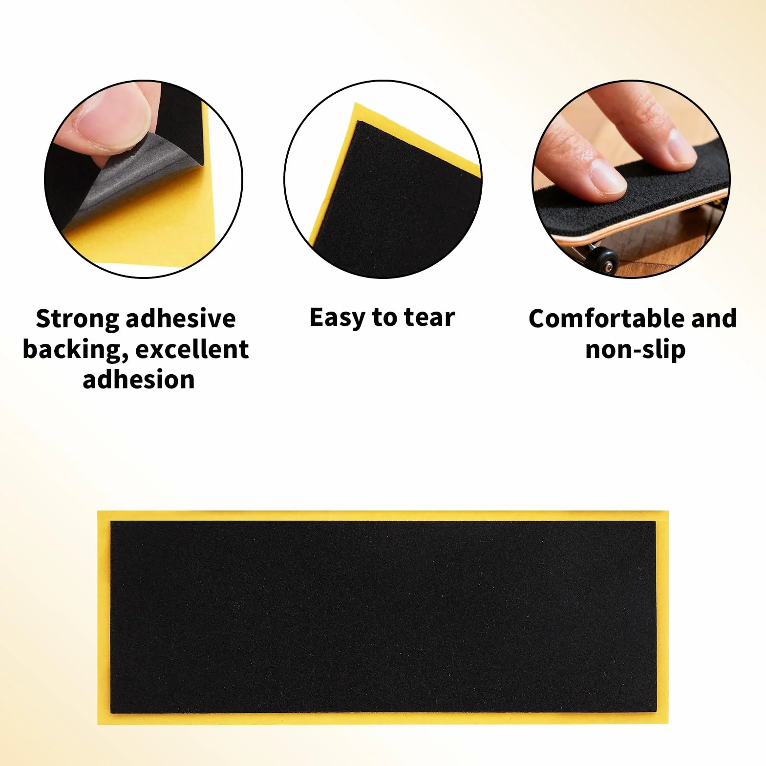 Taśma do Fingerboard 110x38mm Antypoślizgowa Piankowa Naklejka Chwytna Mocny Klej Czarny