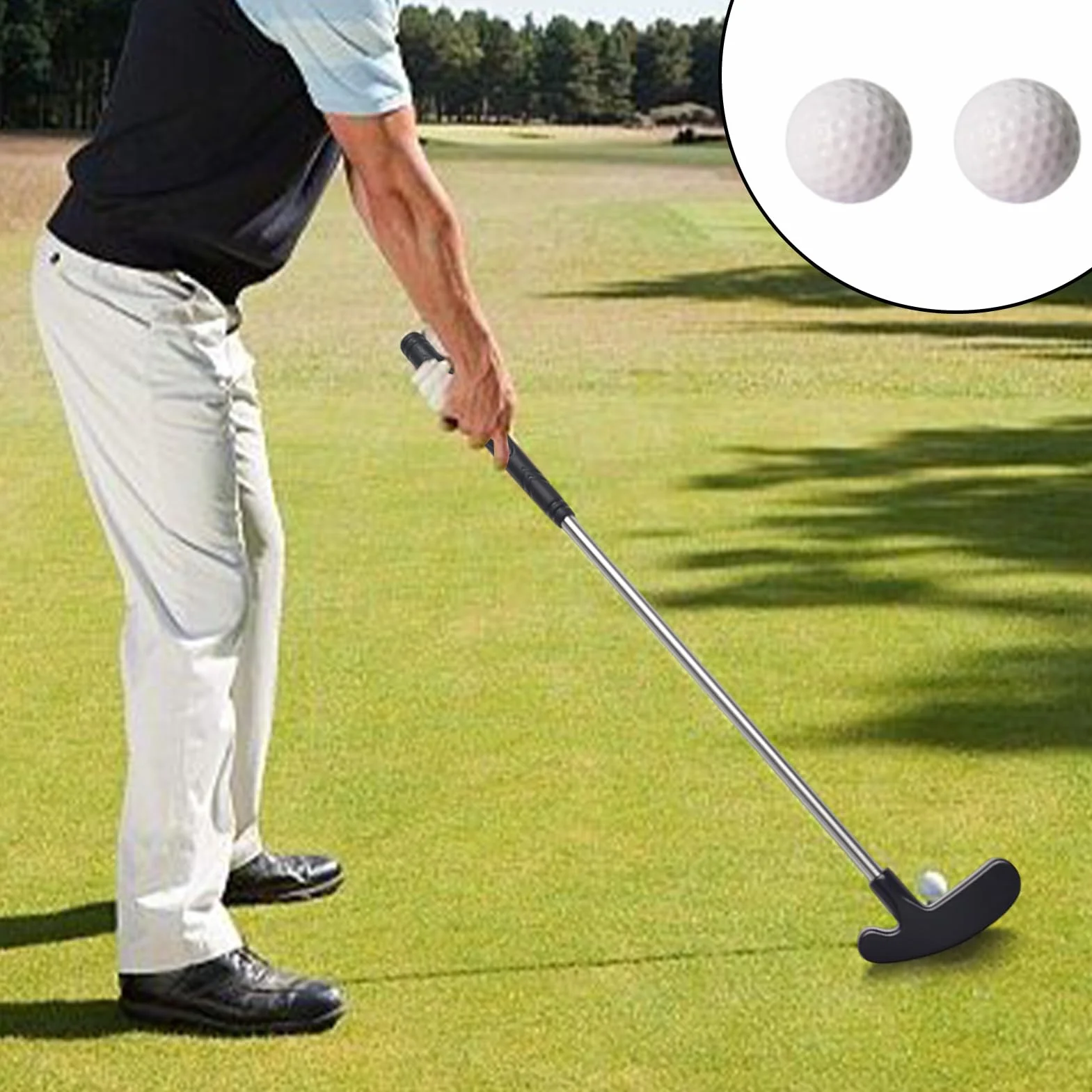 Kij golfowy ze stopu cynku, zestaw kijów golfowych dla dzieci, kij do minigolfa dla dorosłych mężczyzn – dwukierunkowy, dla prawo/leworęcznych, do użytku wewnątrz i na zewnątrz, zestaw mini klubu