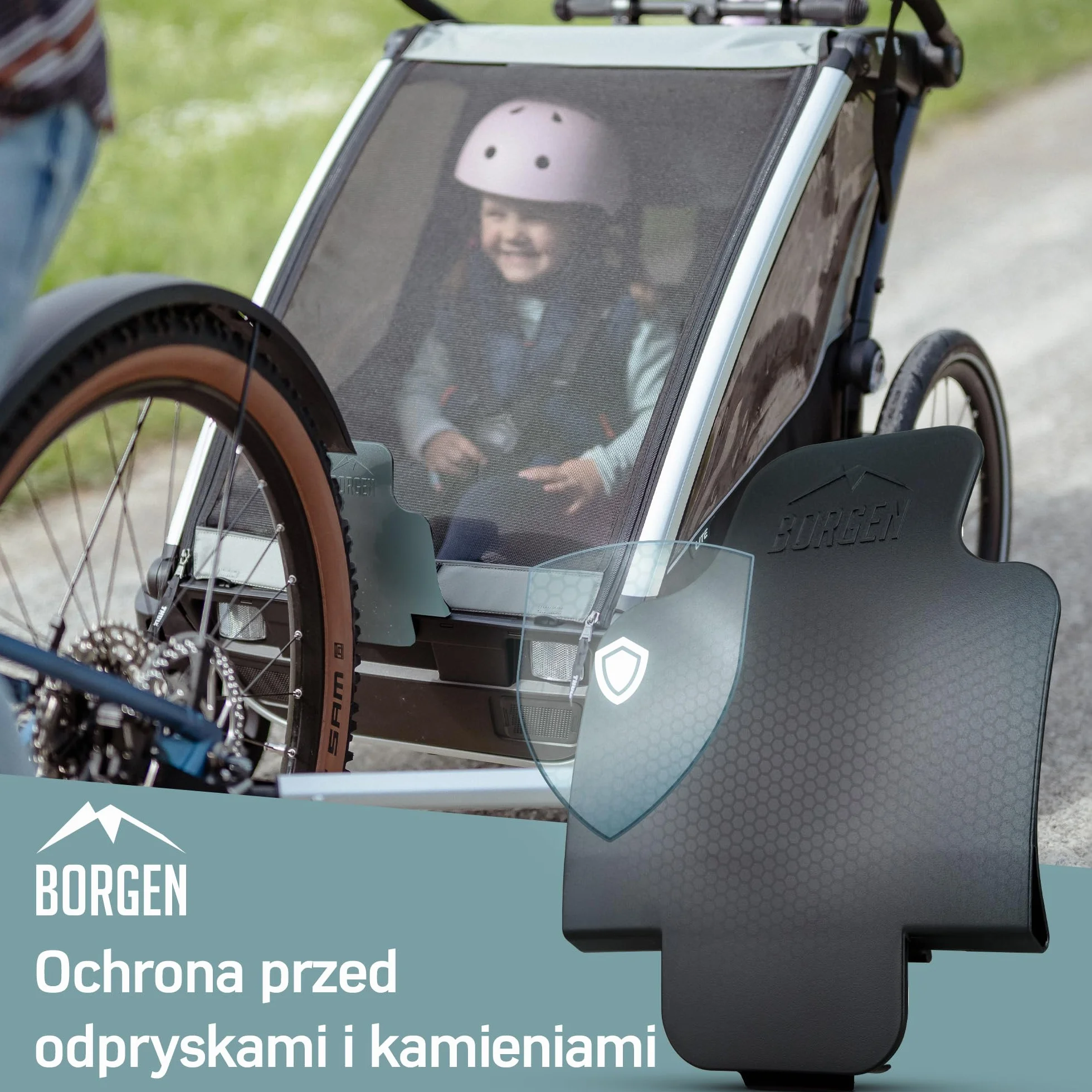 Osłona przeciwbryzgowa Borgen do przyczepki rowerowej Thule Chariot - ochrona przed kamieniami, wodą i brudem - pasuje do Thule Chariot 2017-2023 Sport, Cross, Cab, Lite