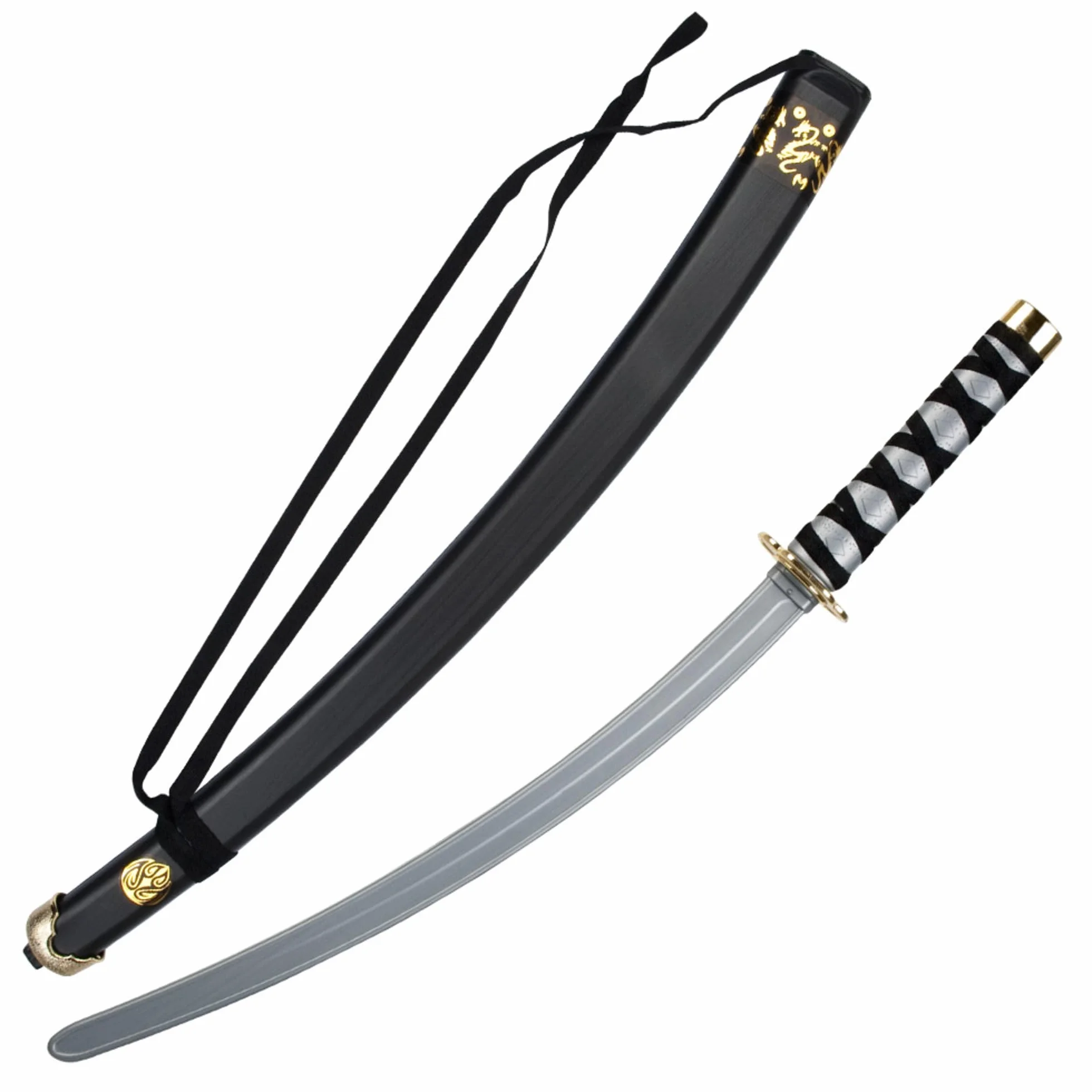 Boland 00660 - Miecz ninja z pochwą, ok. 73 cm długość, plastik, pasek do przenoszenia, samuraj, wojownik, szabla, karnawał, Halloween