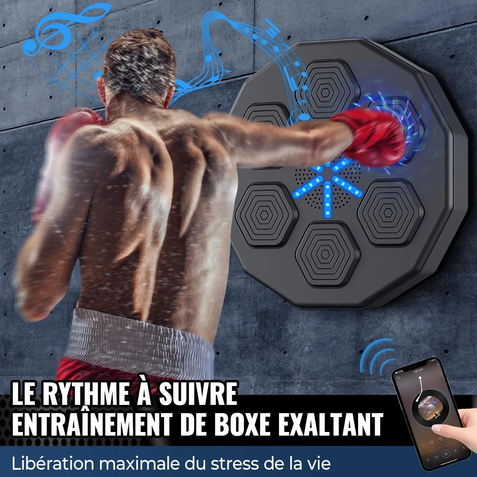 EagerMinds Maszyna do boksu muzycznego Bluetooth, inteligentny elektroniczny bokser z rękawicami