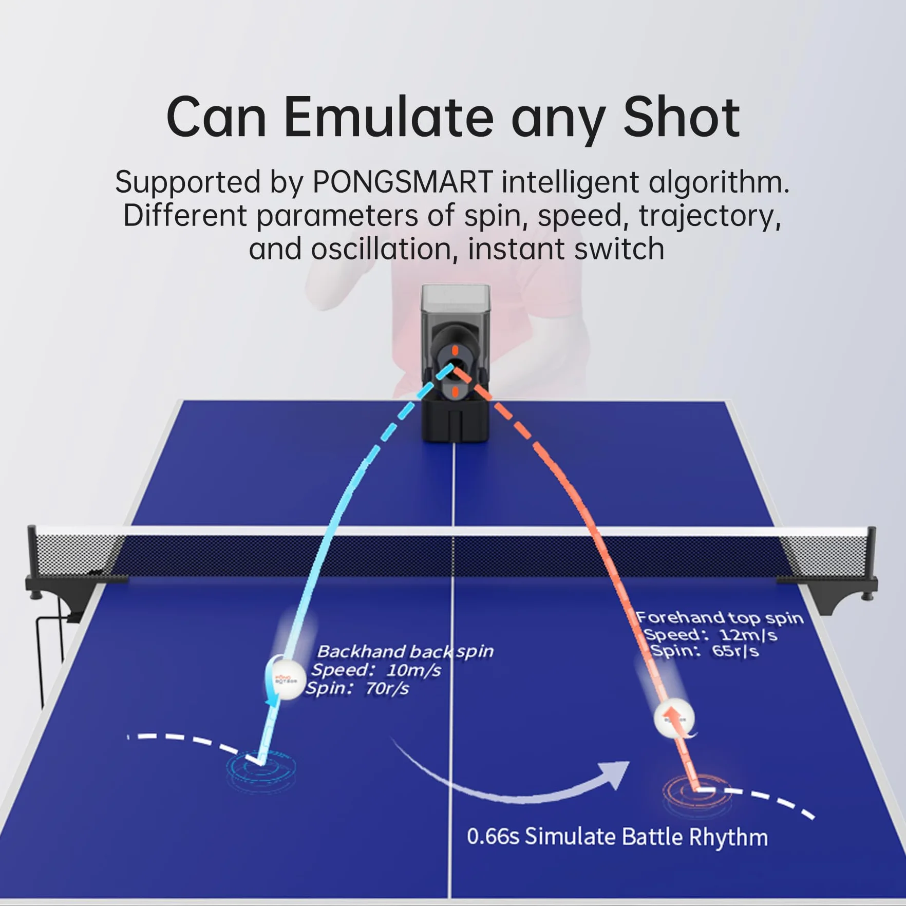 PONGBOT Robot do tenisa stołowego z siatką, 264 wiertła, zdalne sterowanie aplikacją