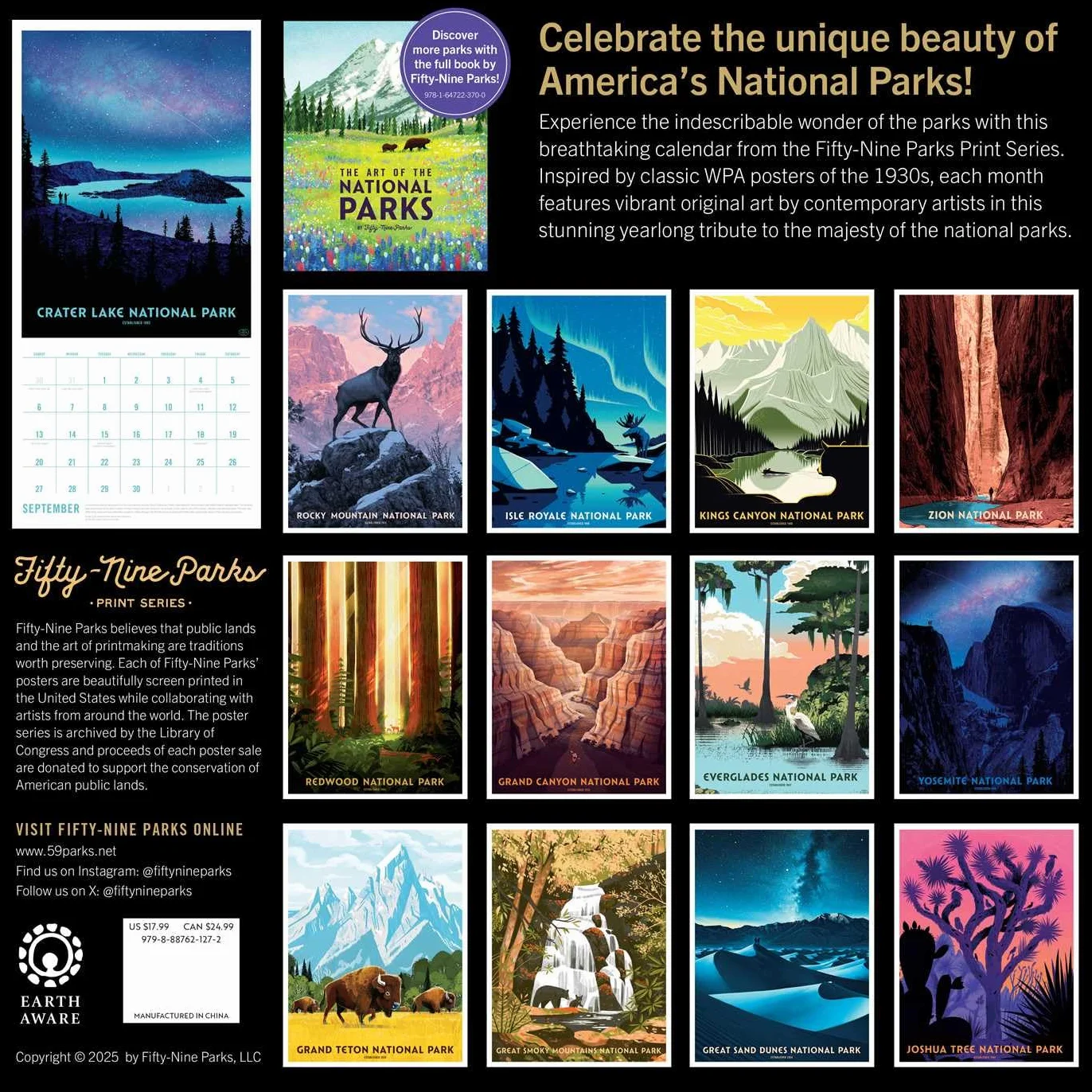 2026 The Art of the National Parks Wall Calendar