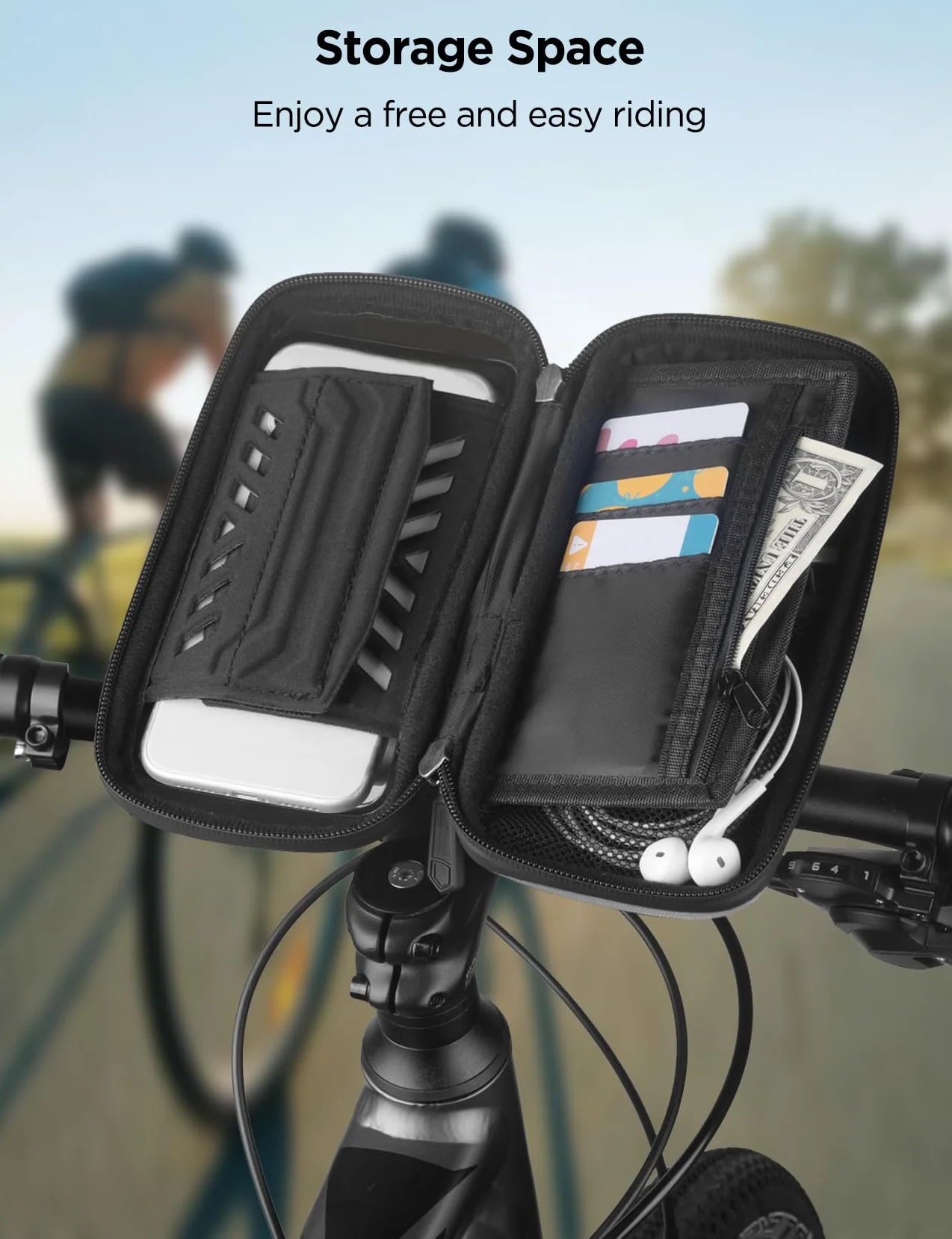 Vitalismo Uchwyt na Telefon Rowerowy Wodoszczelny, torba na kierownicę rowerową, obracany o 360°, do smartfonów o przekątnej ekranu 4,7-7", z osłoną przeciwdeszczową do Scooter Motocyklowy
