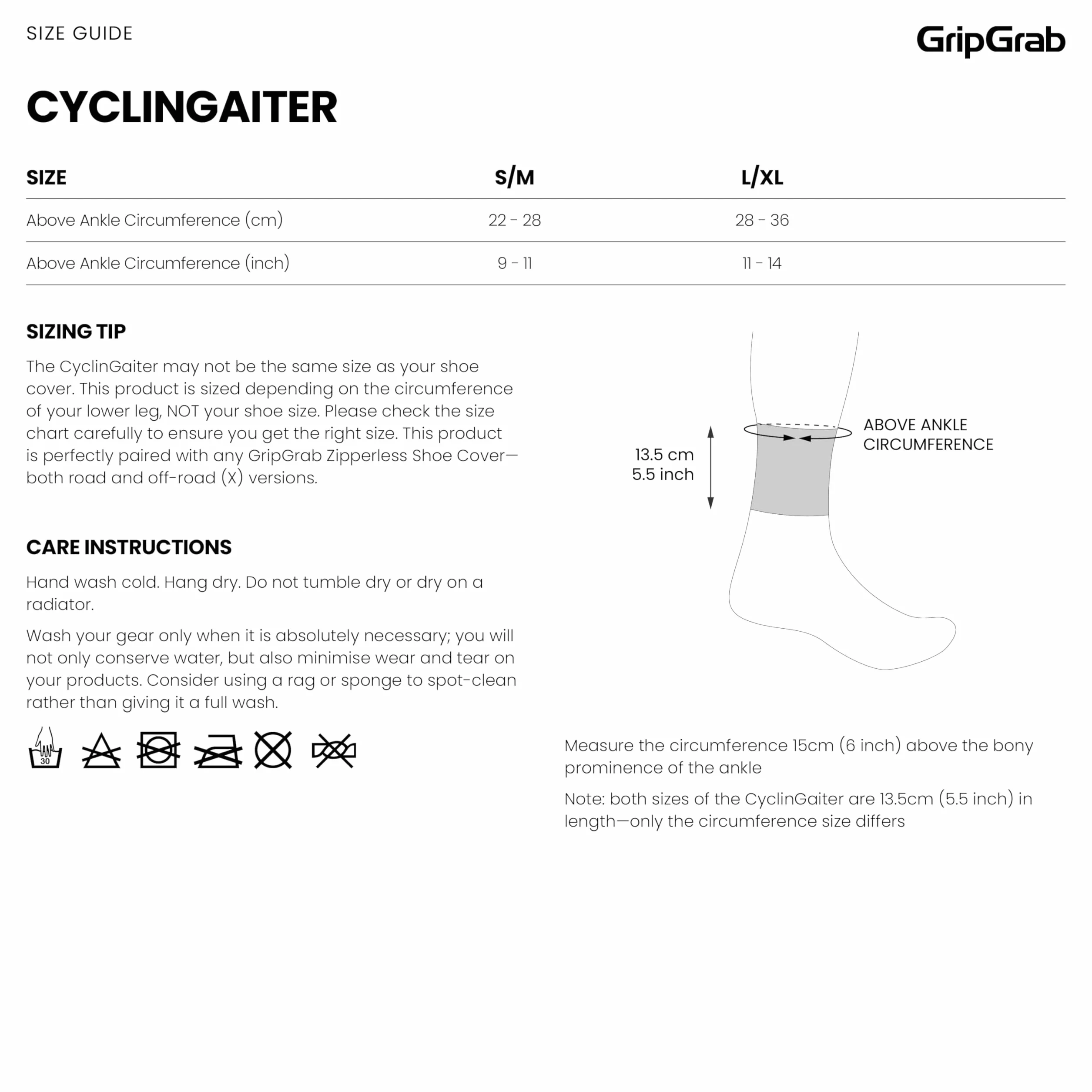 Ochraniacze przeciwdeszczowe GripGrab CyclinGaiter do jazdy na rowerze, czarne, S/M
