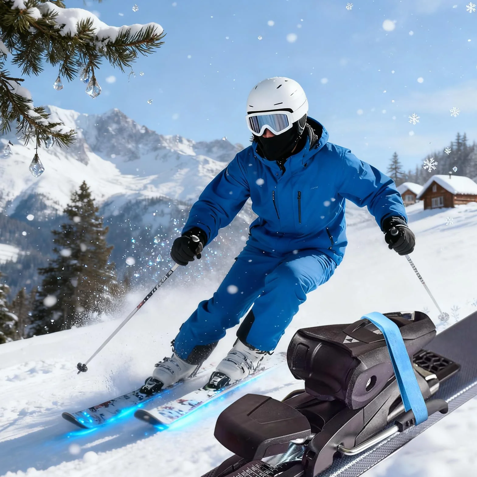 Gumowe uchwyty do wiązania nart 30 sztuk, elastyczne taśmy hamulcowe, niebieskie do snowboardu
