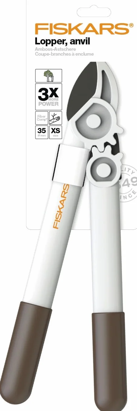 Fiskars Lopper L32, biały, do suchego drewna i twardych gałązek oraz gałęzi do Ø 3,5 cm, długość: 38,7 cm, waga: 380 g, biały/pomarańczowy, FiberComp/Steel, Light 1026930