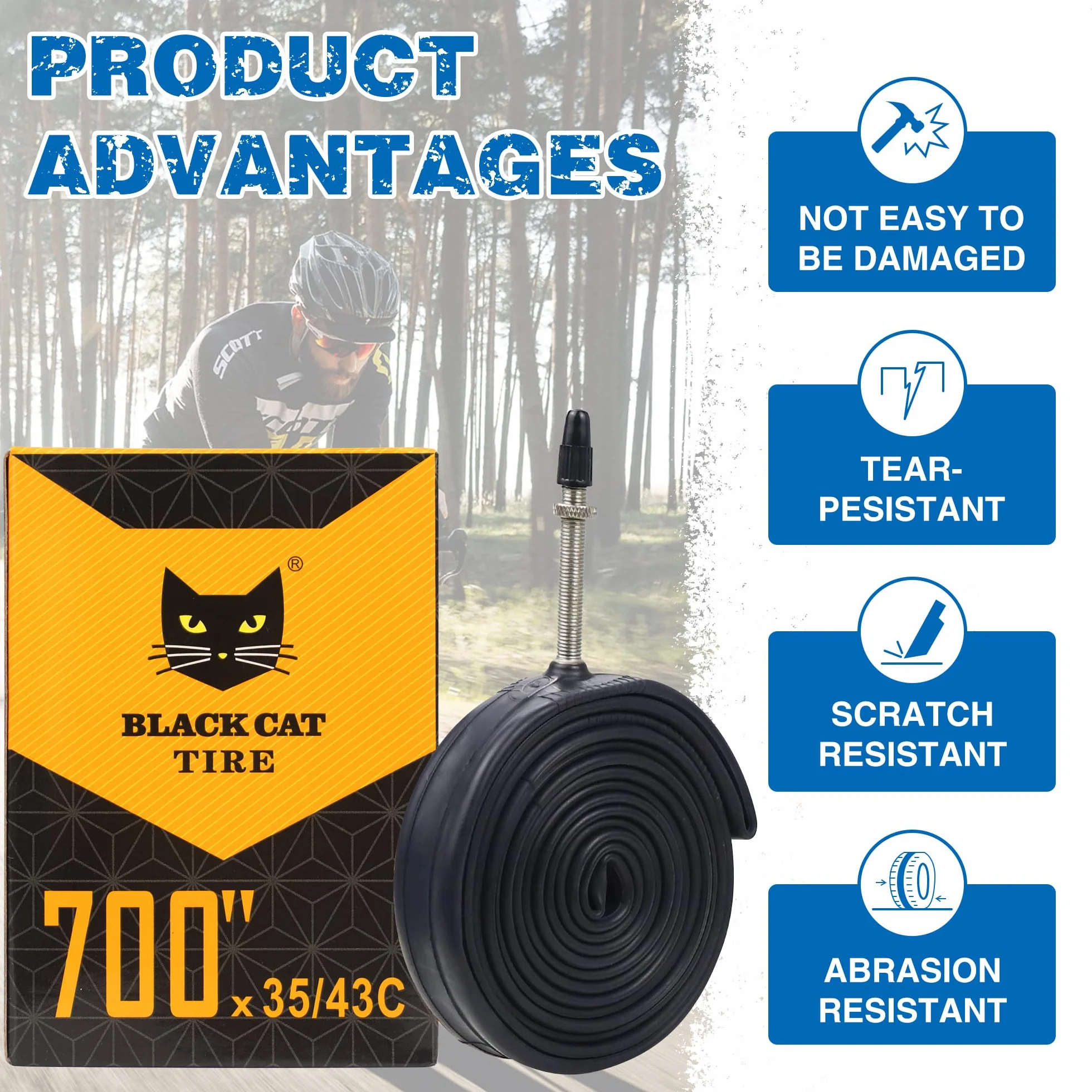 1 para dętek rowerowych do roweru wyścigowego FV48 mm 700 x 23/25c 700 x 28/32c 700 x 35/43c pasuje do rowerów Ebike, rowerów szosowych, turystycznych, wyścigowych, akcesoriów rowerowych