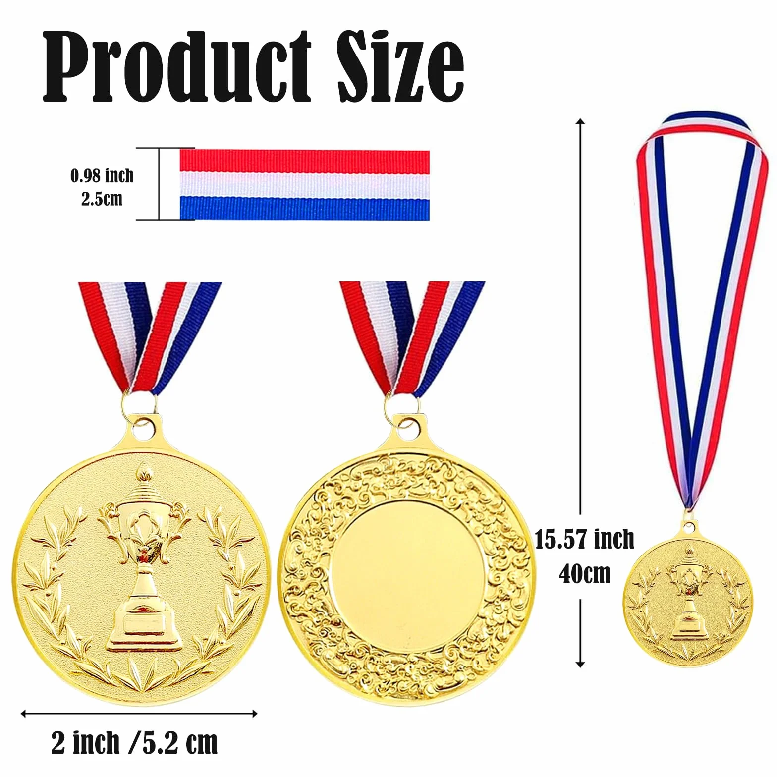 12 medali z nagrodami, złoty medal z brązowym medalem z wstążkami na szyję, do sportu, na zawody, styl olimpijski, średnica ok. 5,0 cm