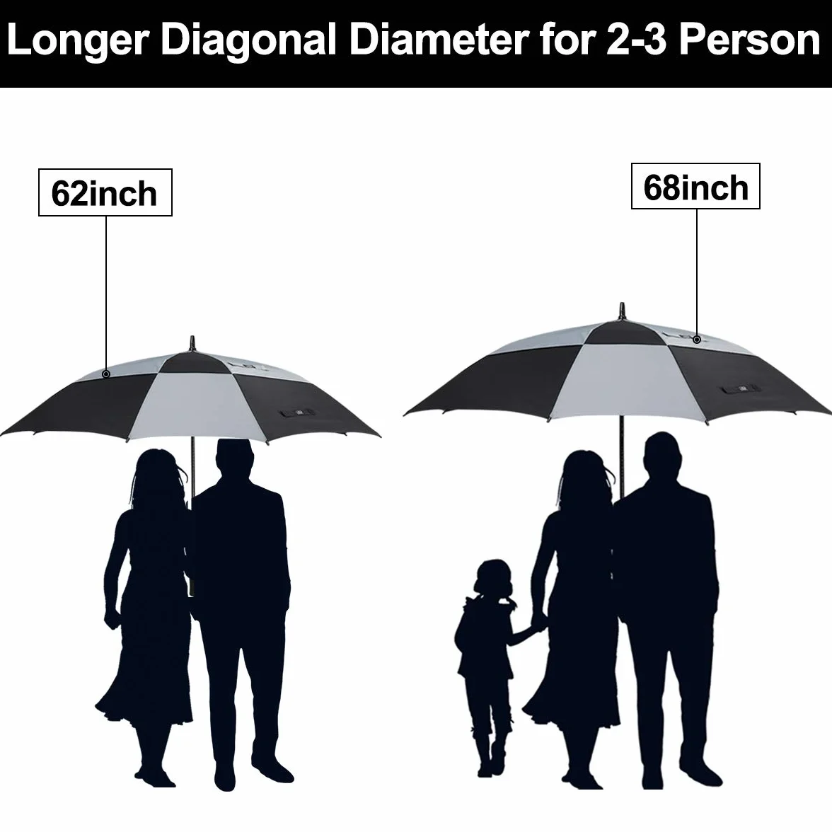 G4Free 152 cm automatycznie otwierany parasol golfowy podwójny baldachim kwadratowy parasol bardzo duży wentylowany wiatroszczelny kij parasole dla mężczyzn i kobiet