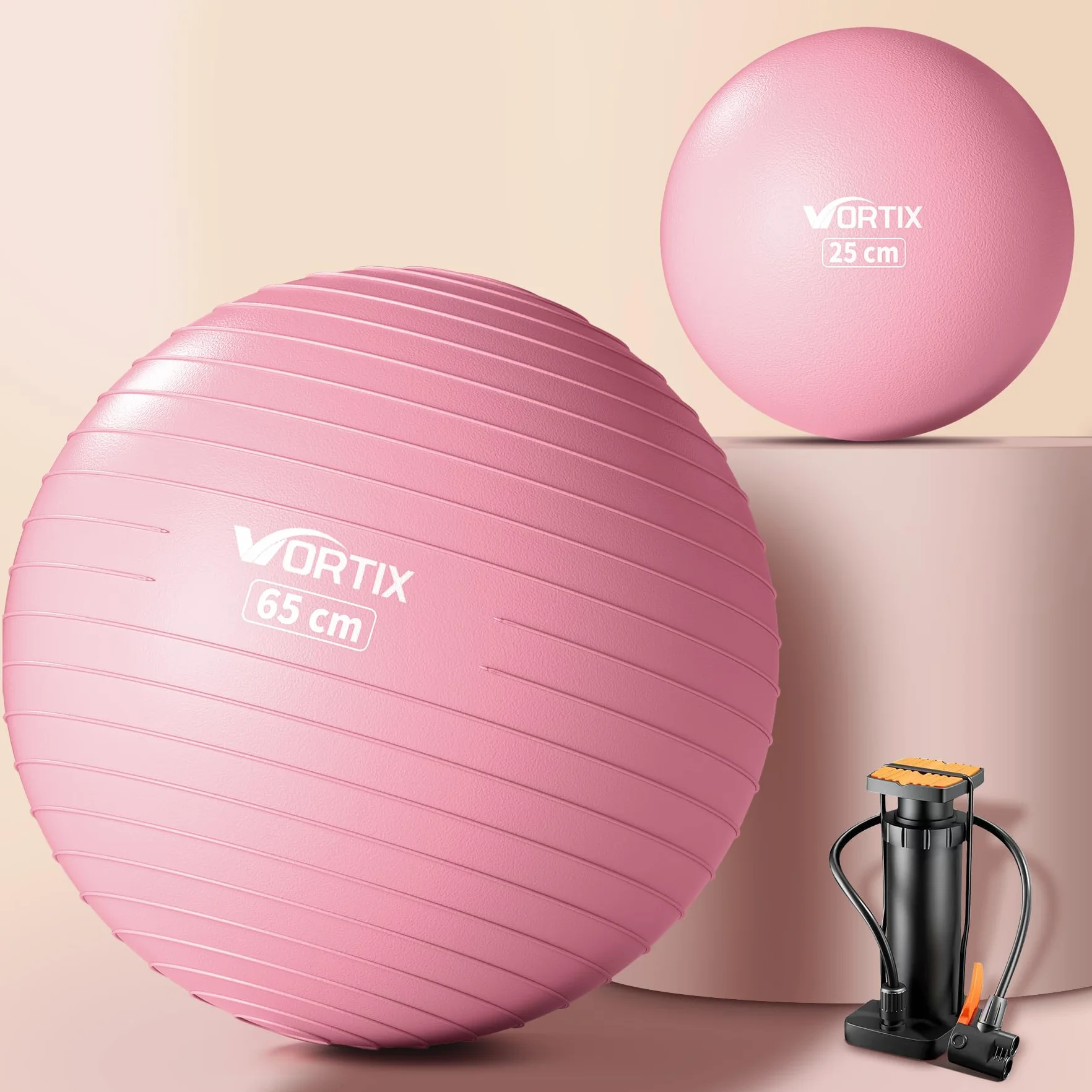Vortix Piłka gimnastyczna antypoślizgowa do Pilatesu 55/65/75 cm balansowa