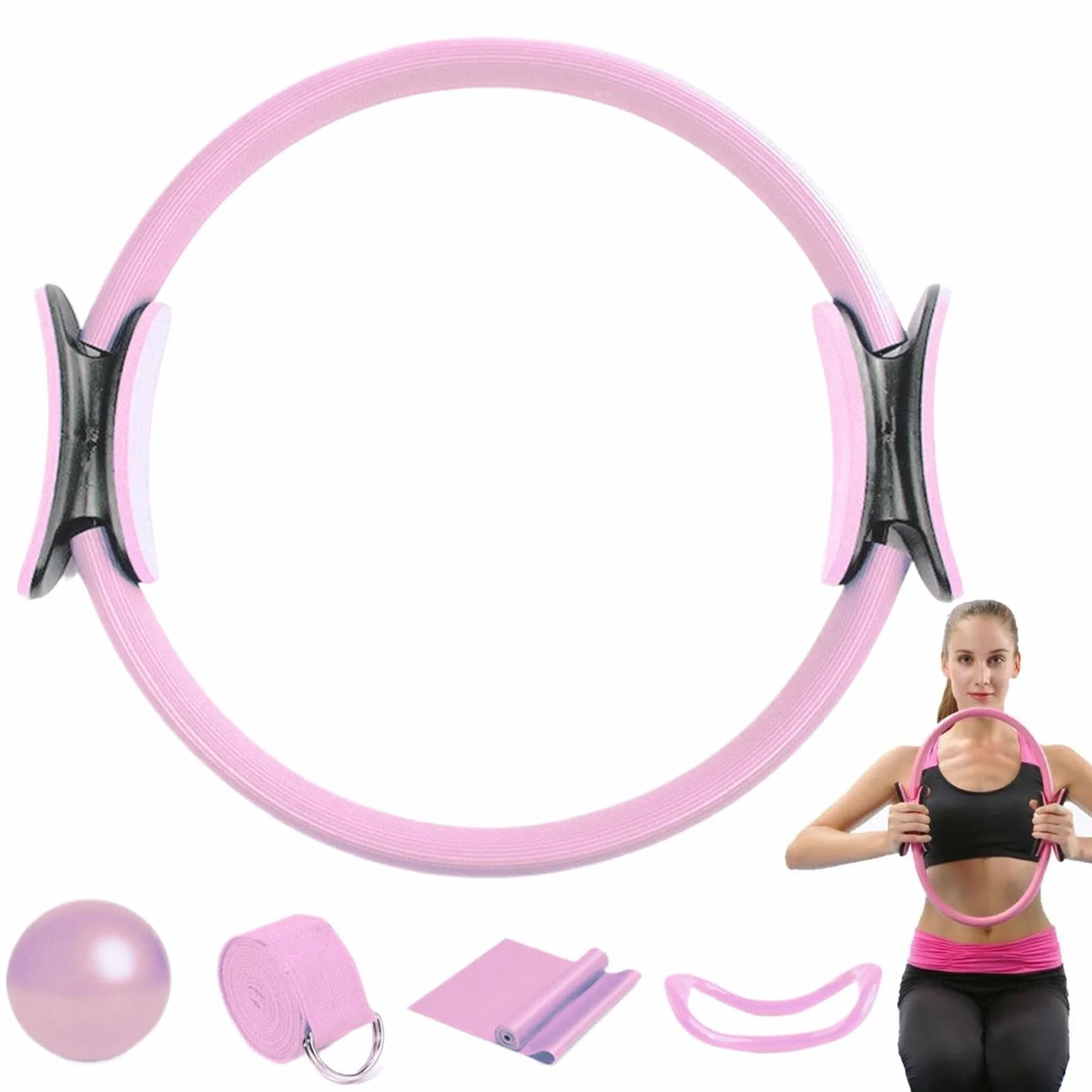 Pilates Kit Pierścień i Zestaw Piłek 5w1 Akcesoria Gimnastyczne do Rozciągania