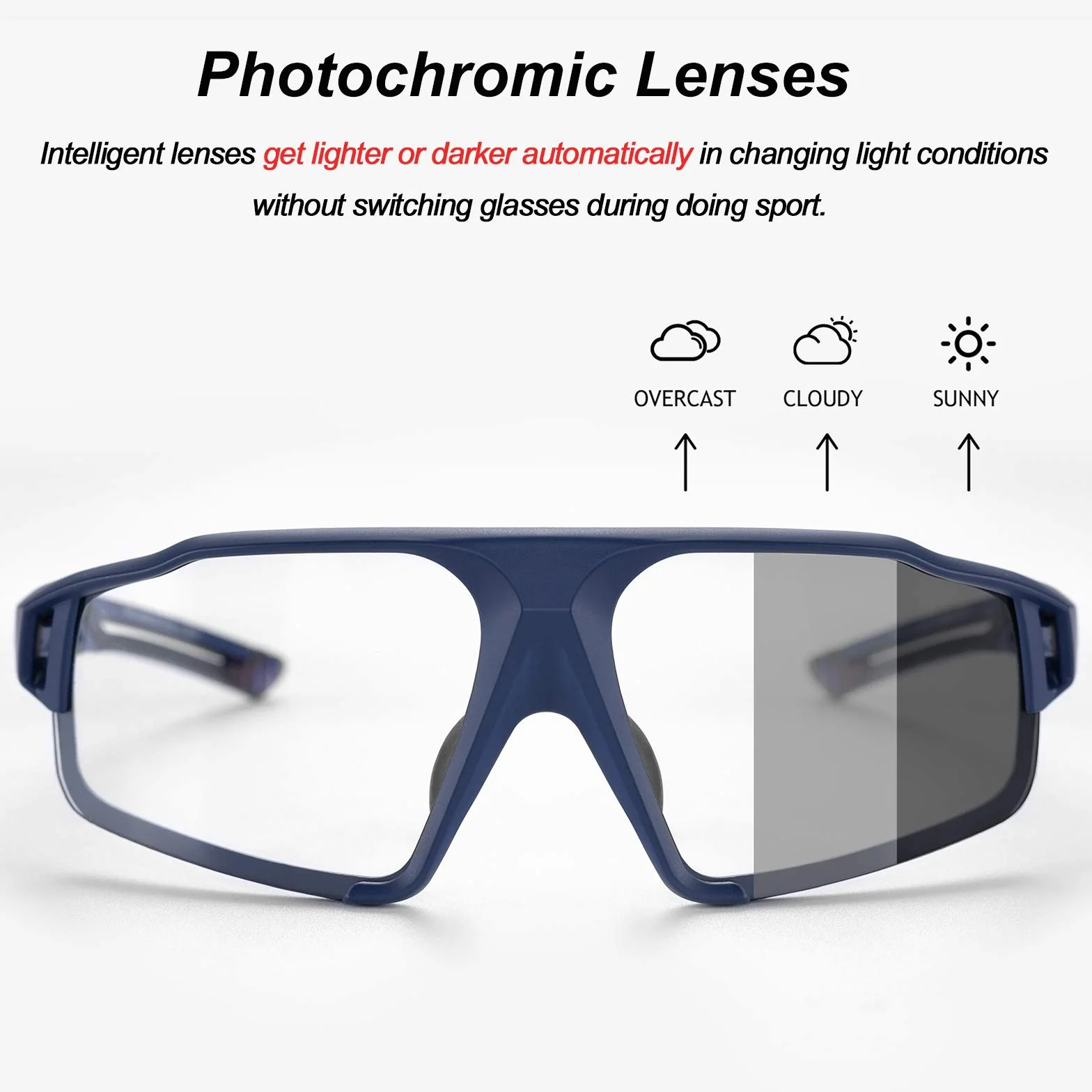 ROCKBROS Sportowe Okulary Przeciwsłoneczne Fotochromowe Rowerowe UV400