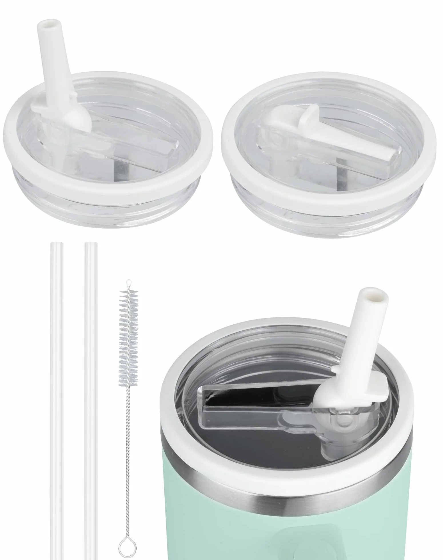 NETONDA Pokrywa szczelna do Stanley Quencher H2.0 Flowstate Tumbler 1,2 l, biała, 2 sztuki, szczelna pokrywka do kubka Stanley Cup 40 oz