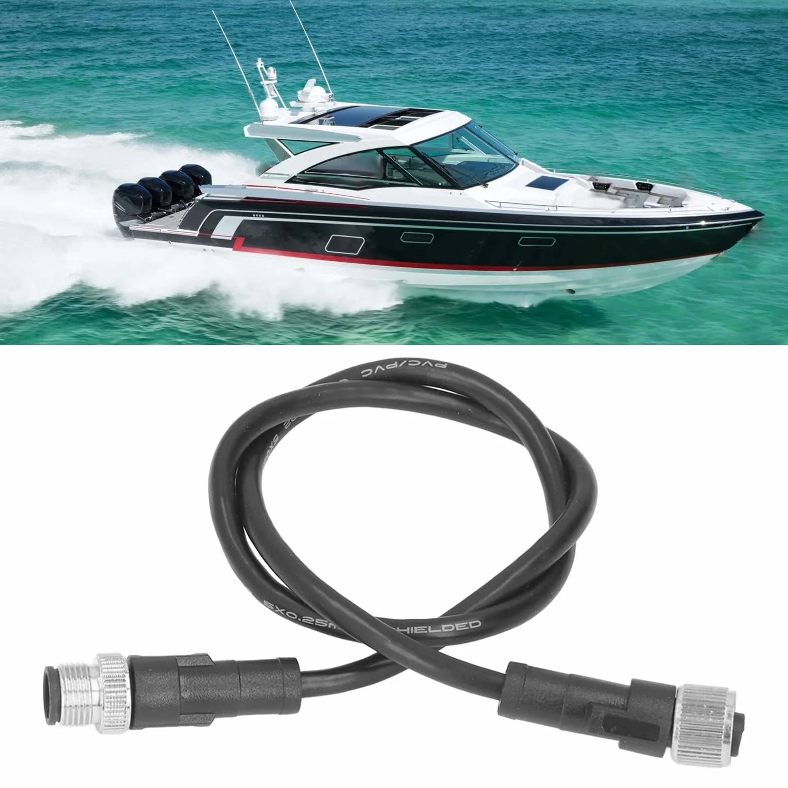 Kabel Opadowy Szkieletu łodzi, Czarny Kabel ABS do NMEA 2000 Zamiennik dla Lowrance Simrad BG Navico Networks(0,5 metra)