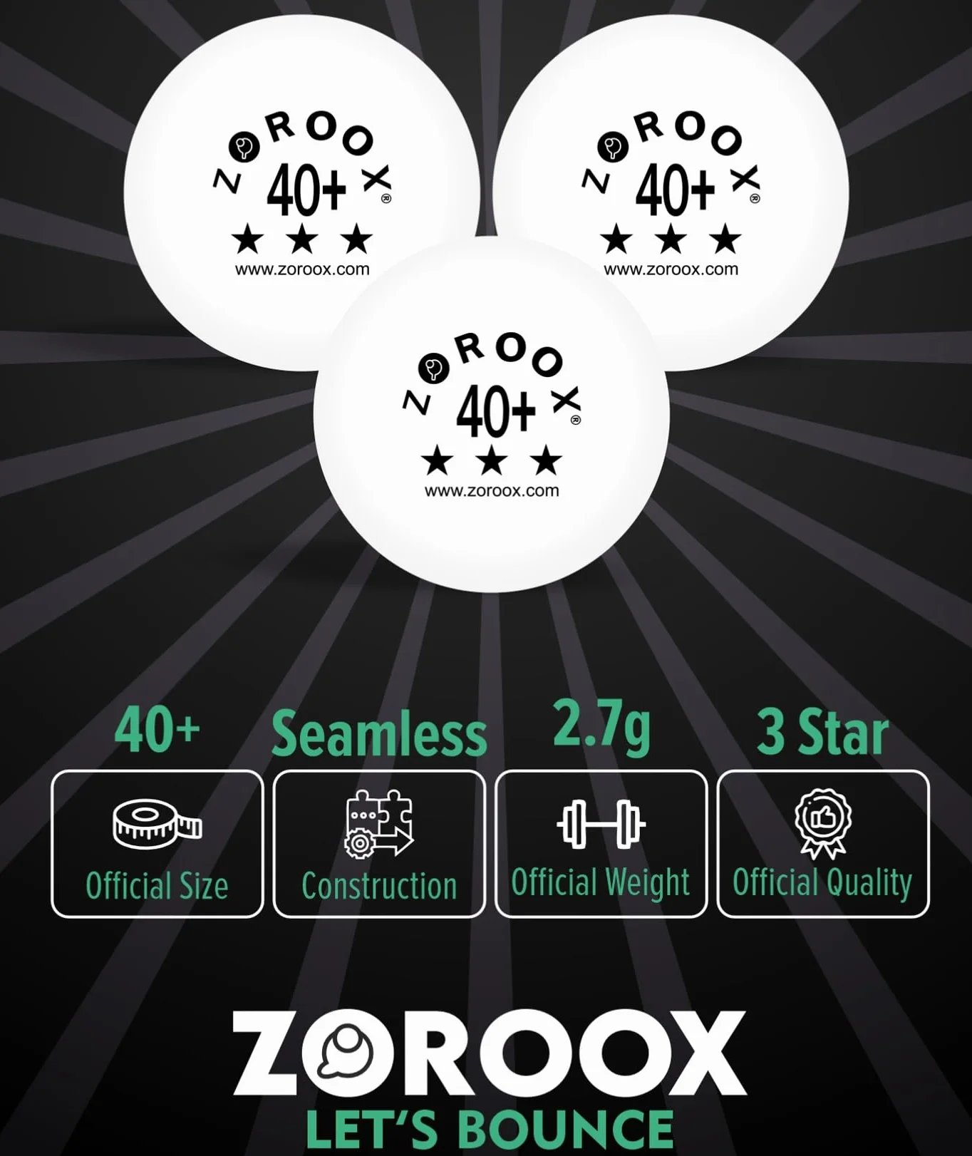 ZOROOOX Wysokowydajne 3-gwiazdkowe Piłki do tenisa stołowego | 9, 18, 36 lub 72 | Pomarańczowy lub biały | Ponad 40 konkurs ABS Ping Pong Balls