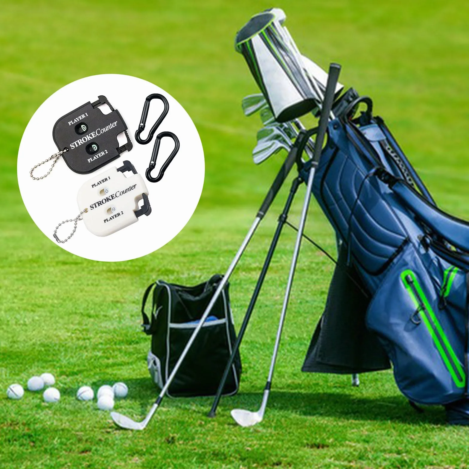 Cerioll Licznik wyników golfowych 2 sztuki licznik uderzeń dla 2 graczy czarny biały
