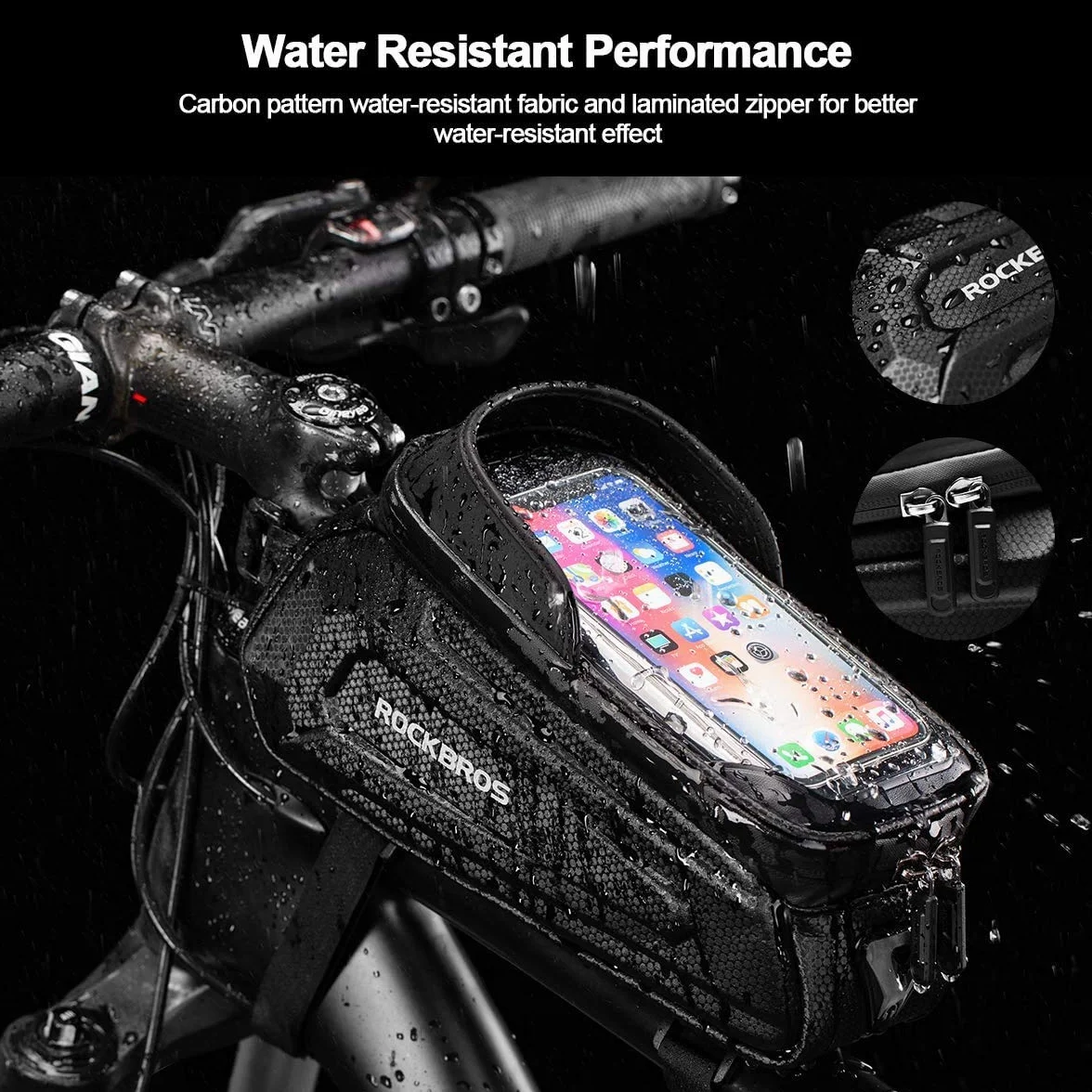 ROCKBROS Wodoodporna Torba na Ramę Roweru z TPU, na Telefon 6,8 cala