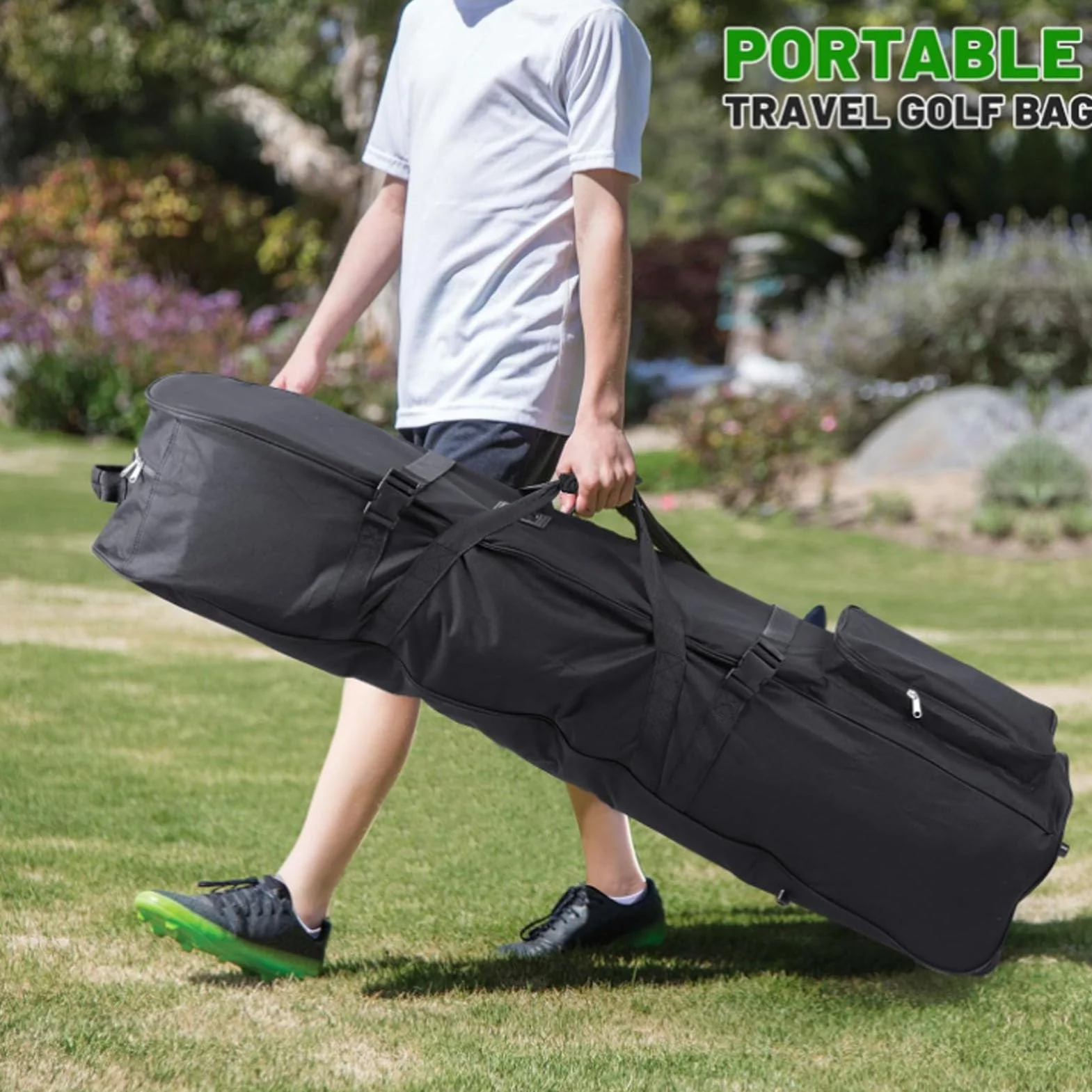 Ejoyous Torba podróżna z kółkami, torba golfowa, torba podróżna, tkanina Oxford, cicha rolka