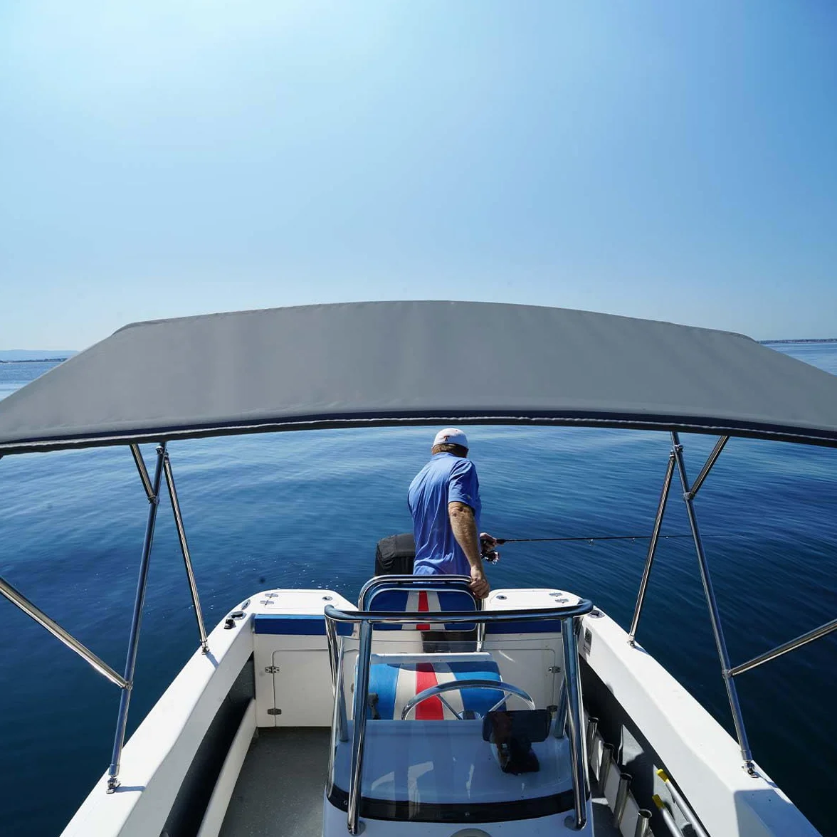 Oceansouth Blat Bimini ze stali nierdzewnej 3 kokardki zintegrowany bagażnik ciemnoszary 1,9-2,1 m