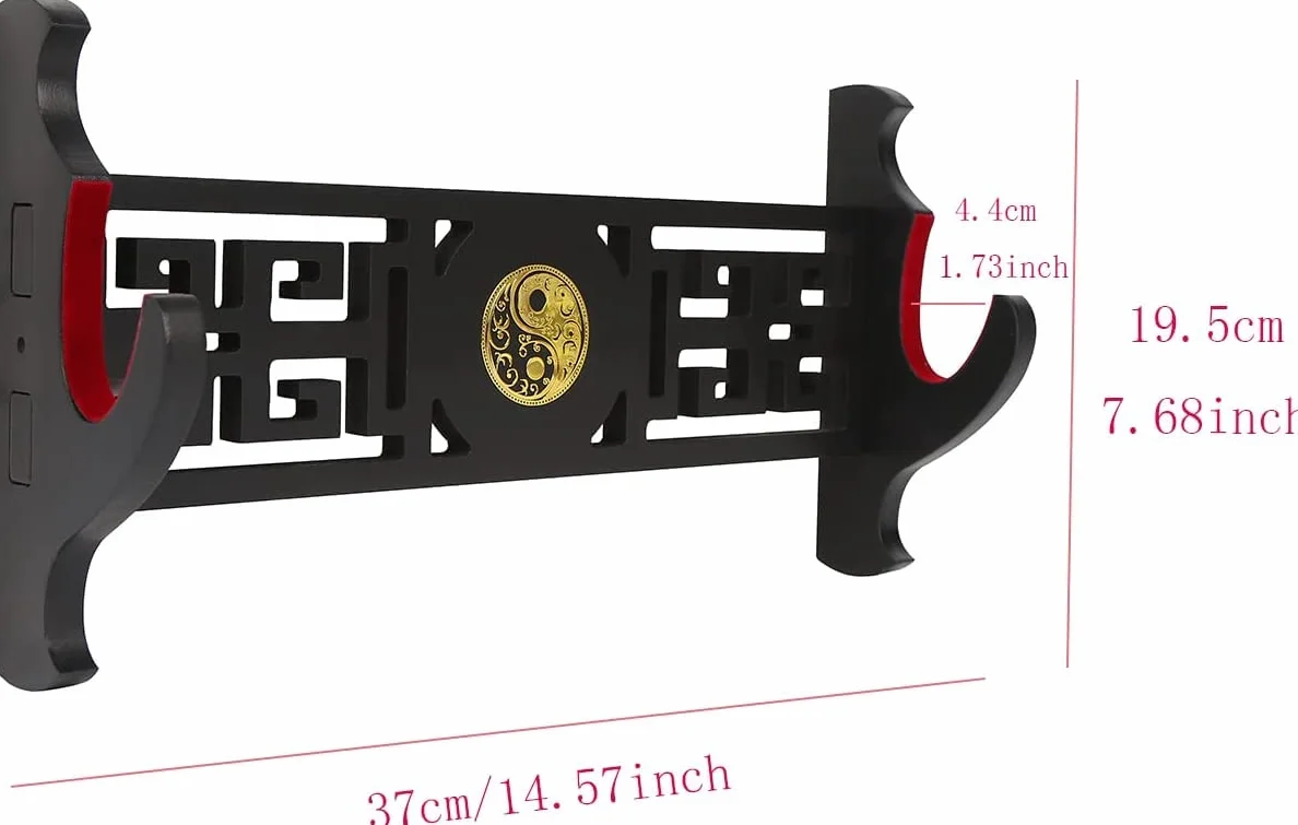 Uchwyt na miecz Katana naścienny - 1-poziomowa ikona Tai Chi aksamitna wyściełana katana uchwyt na miecz samurajski stojak ekspozycyjny różdżka miecz świetlny Wakizashi miecz stojak