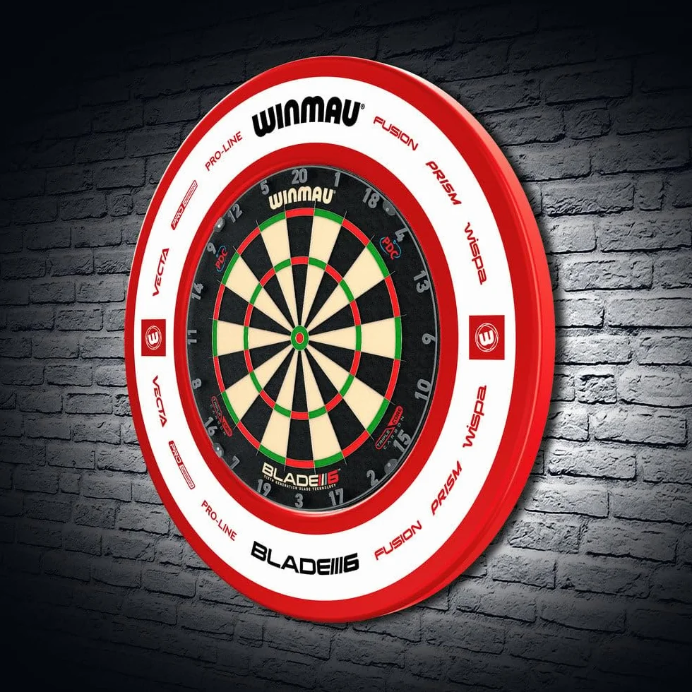 WINMAU tarcza do gry w darta Xtreme Outshot MvG z pierścieniem ochronnym i ochraniaczem ściennym